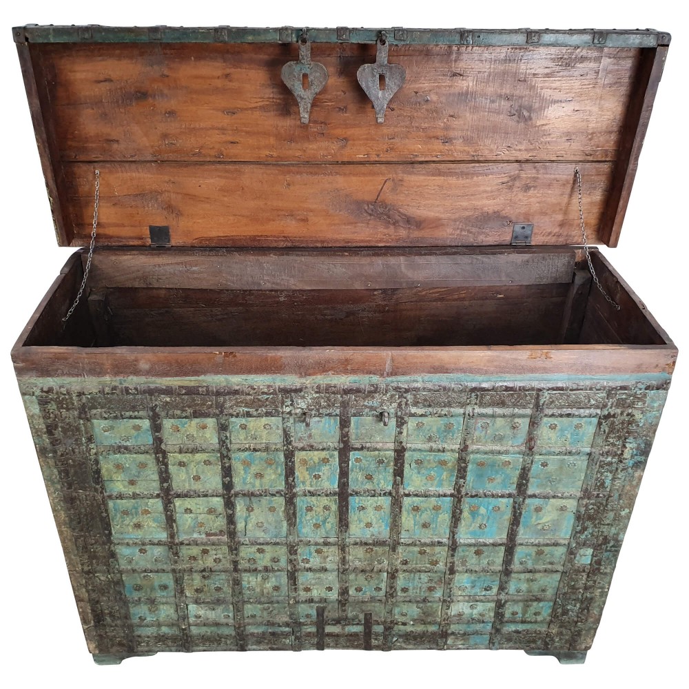 GURU SHOP Holztruhe Vintage - 46x90x40 Cm Massivholz Aufbewahrung