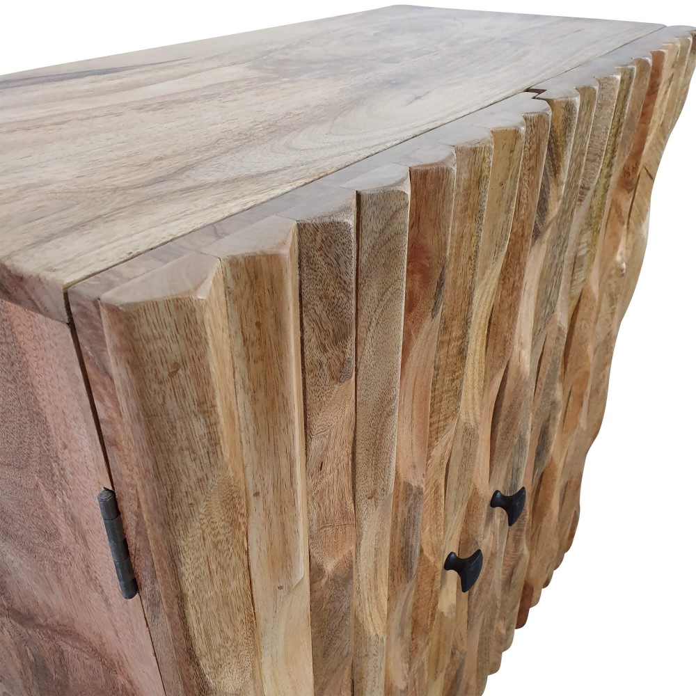 Kommode Schrank Sideboard Mango Holz Geschnitzt Surprise Puzzle