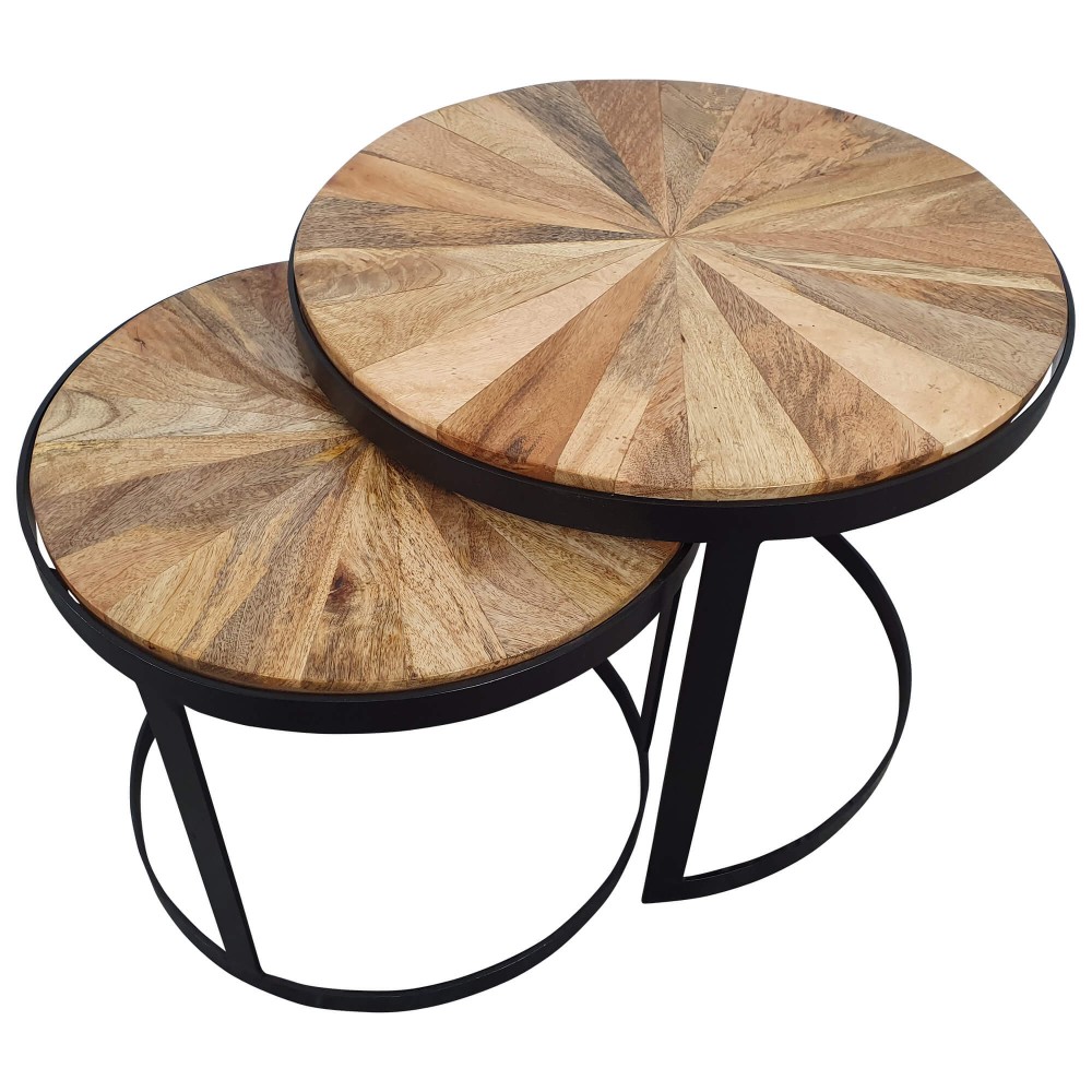 Beistelltisch Satztisch Couchtisch 2er SET Ø 55 + 45 cm ...