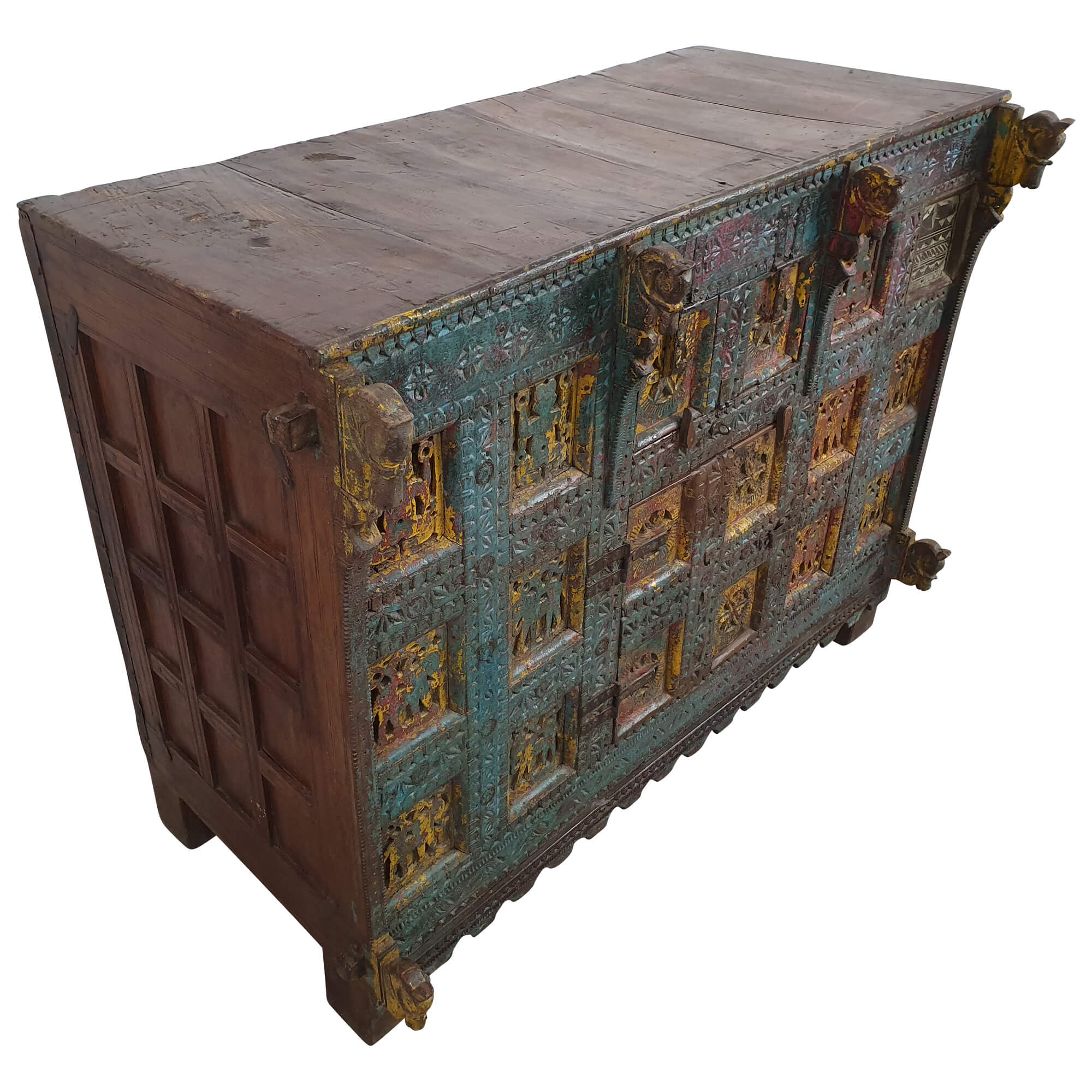 Kommode Sideboard Damachiya Vintage Taste of India Alt Antik Altholz Unikat 3