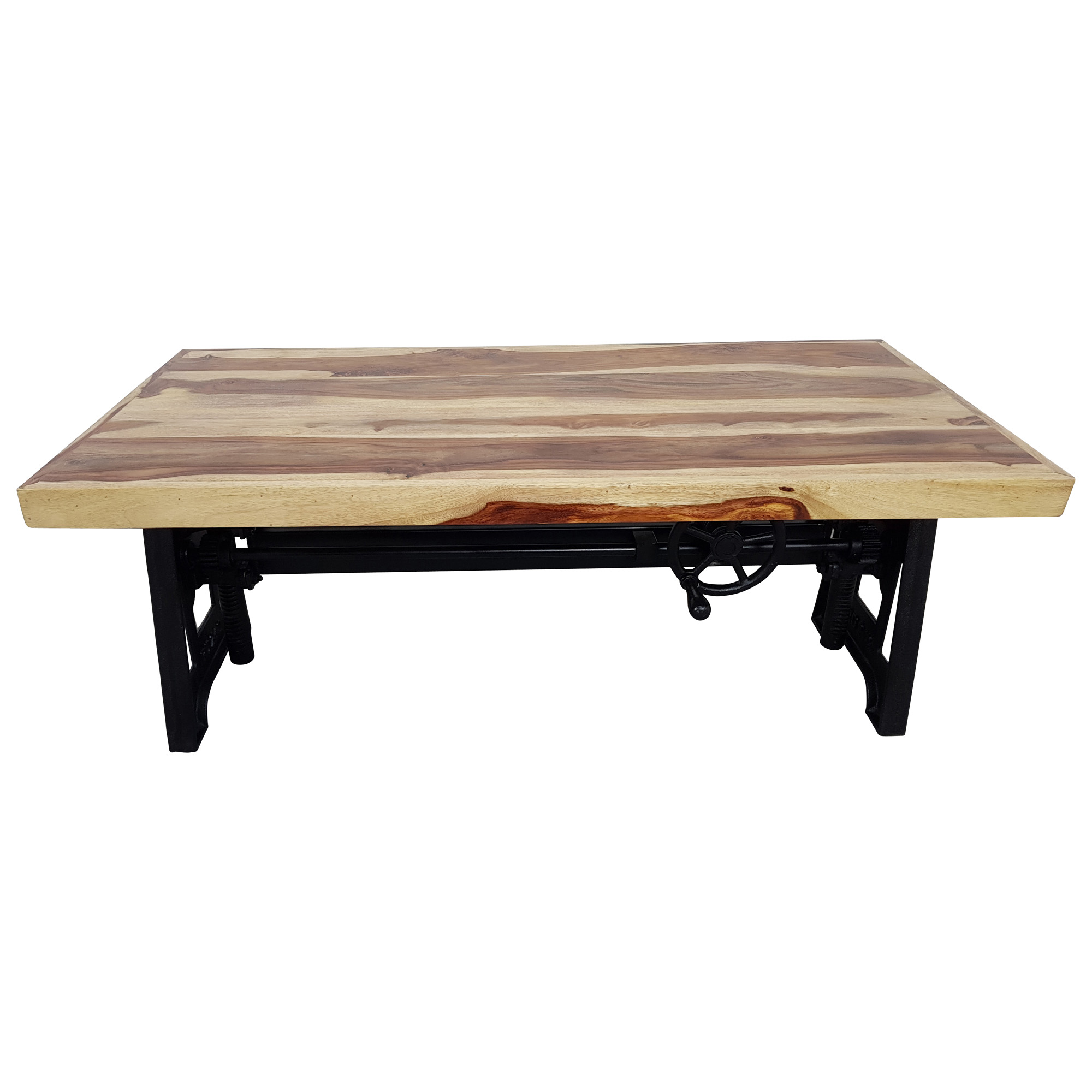Couchtisch Sheesham höhenverstellbar Kurbel Wohnzimmertisch Vintage Crank Table