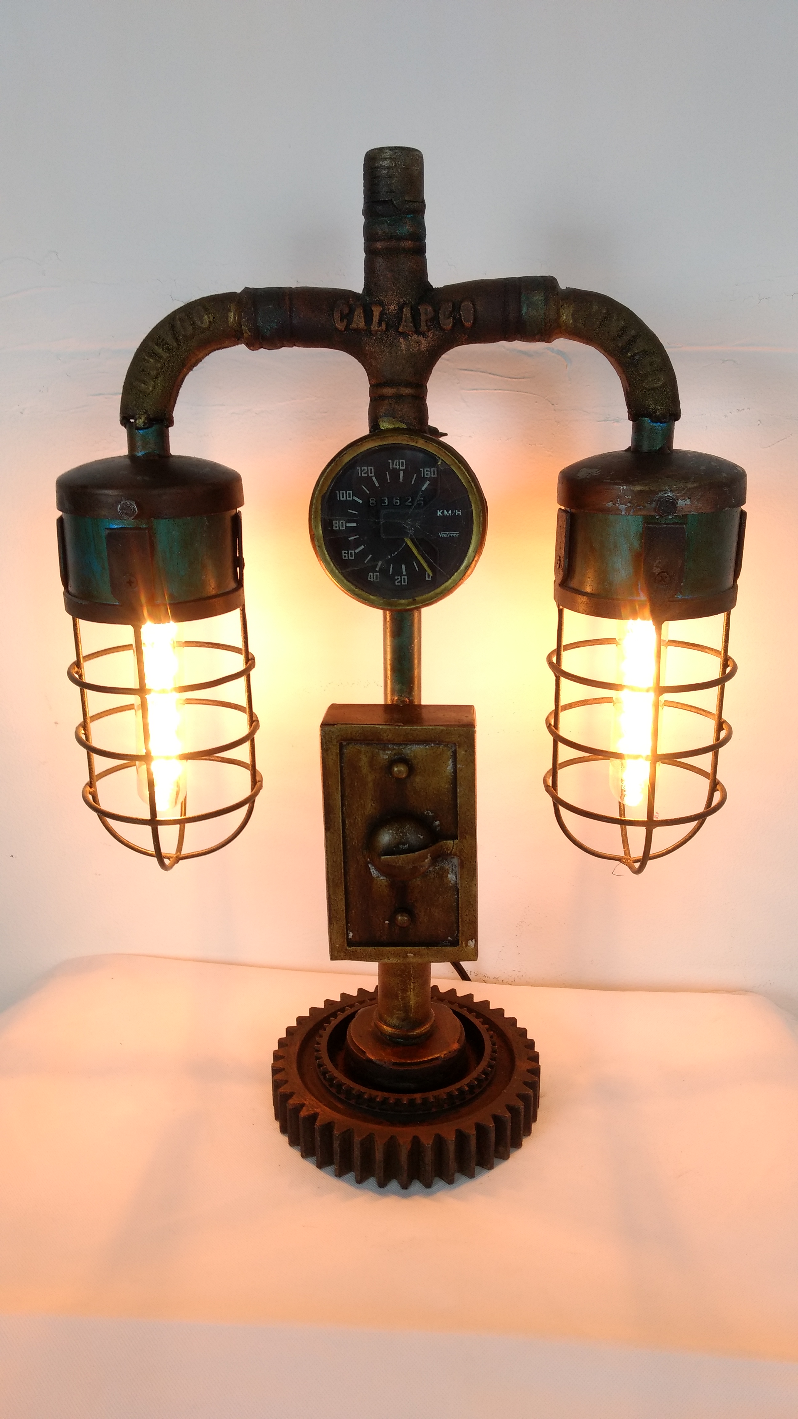 Tischlampe Vintage Lampe Tischleuchte Metall Rohr Industrial Leuchte 43x19x62 cm Retro Look