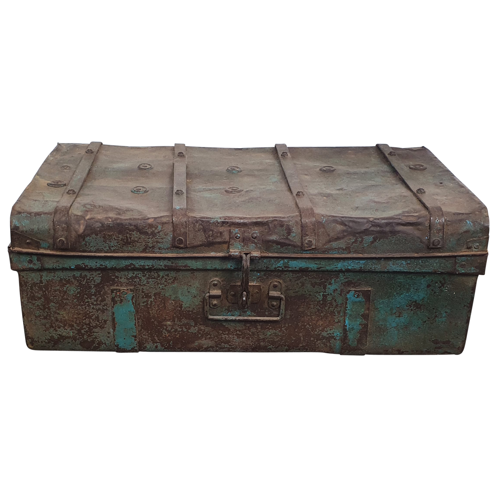 Alter Koffer Metall Vintage Metallkoffer alte Kiste Metalllkiste shabby Unikat 16