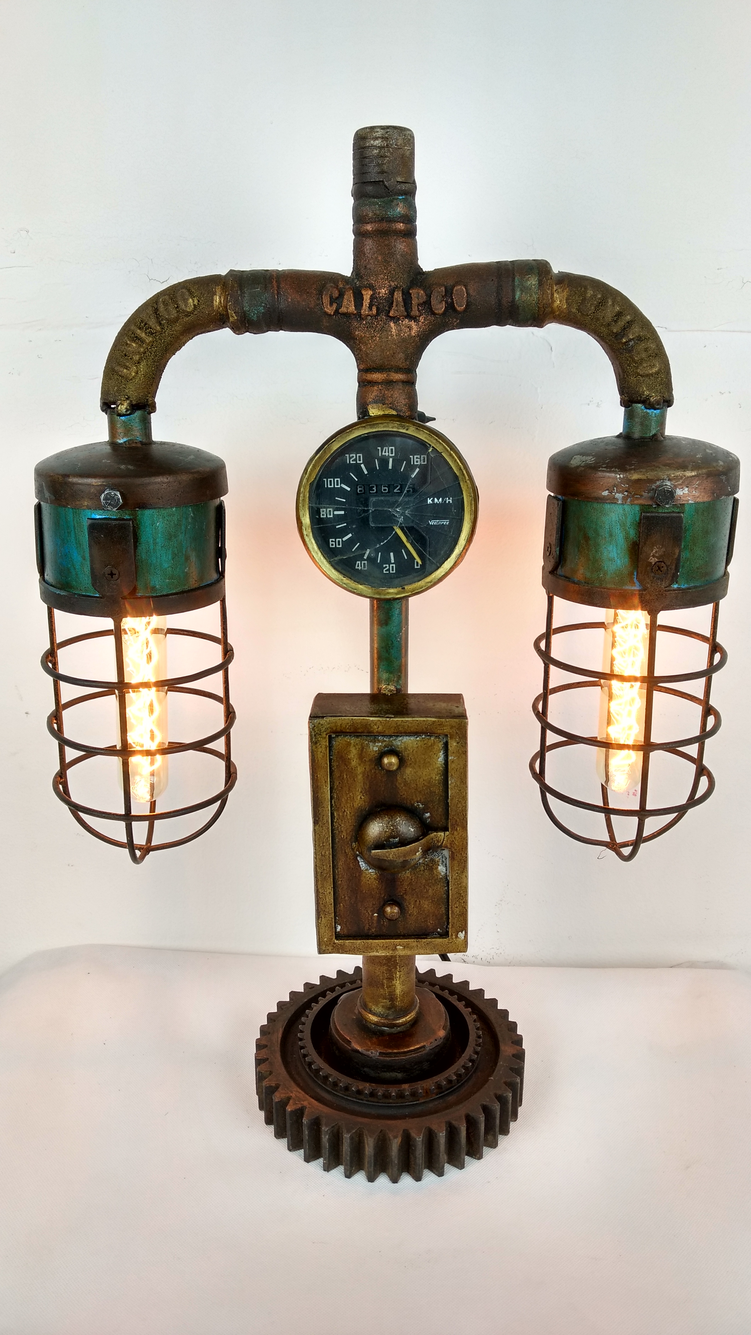 Tischlampe Vintage Lampe Tischleuchte Metall Rohr Industrial Leuchte 43x19x62 cm Retro Look