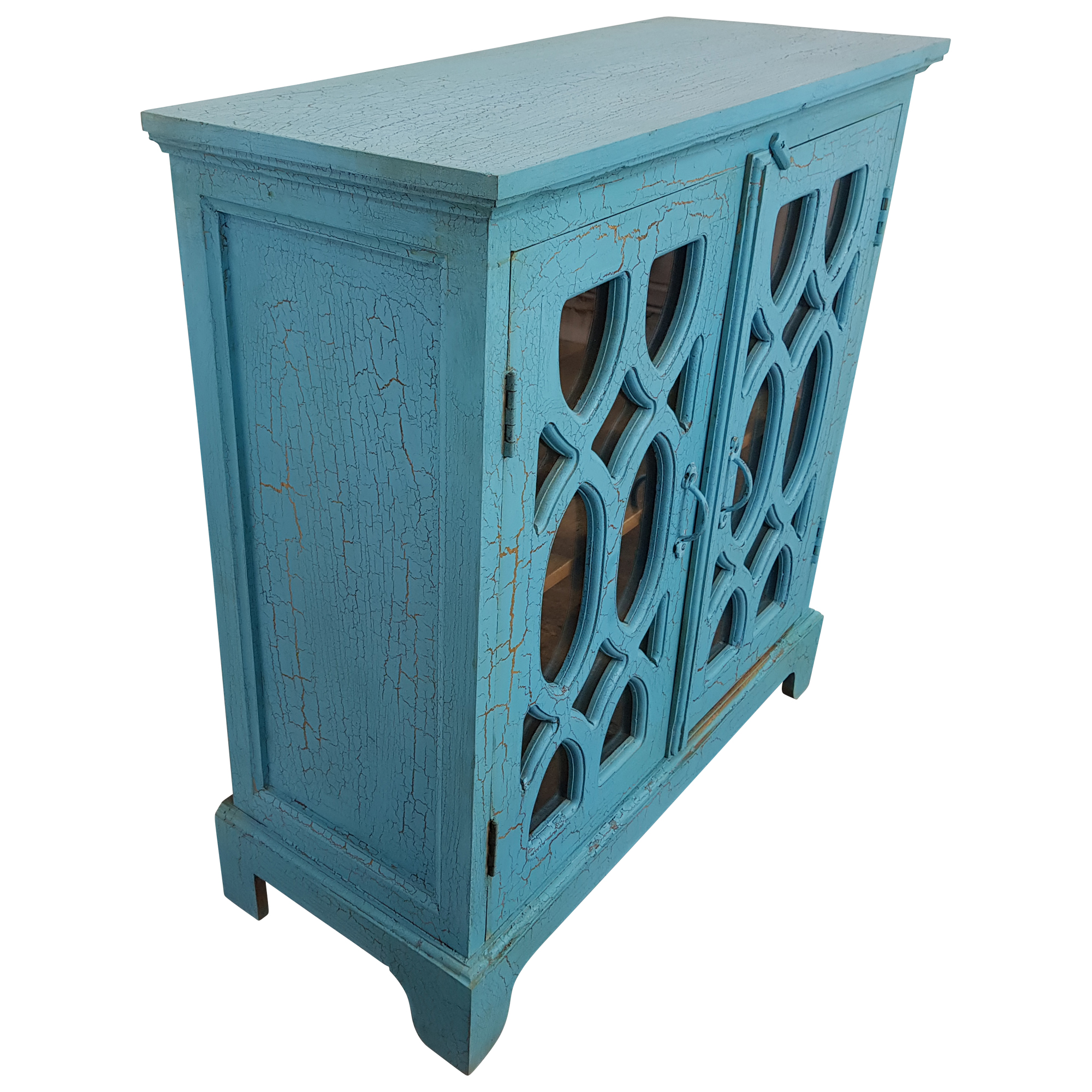 Kommode Anrichte Vitrine Schrank blau Massivholz Vintage Shabby Chic Unikat 6