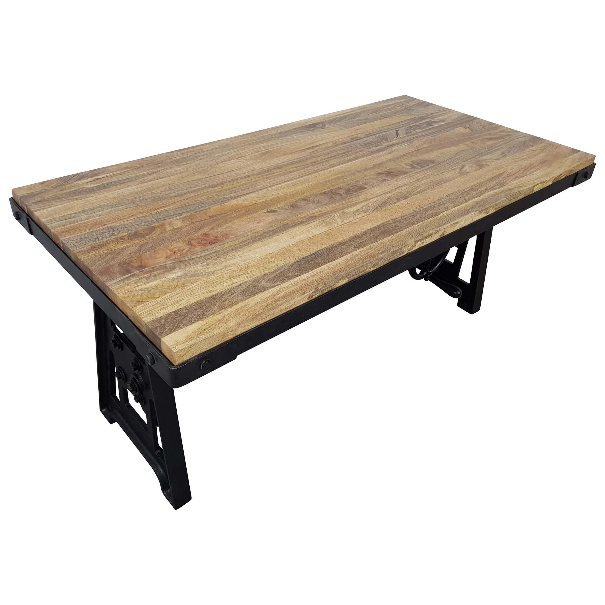 Couchtisch Plank Lift höhenverstellbar Kurbel Wohnzimmertisch Vintage Crank Table