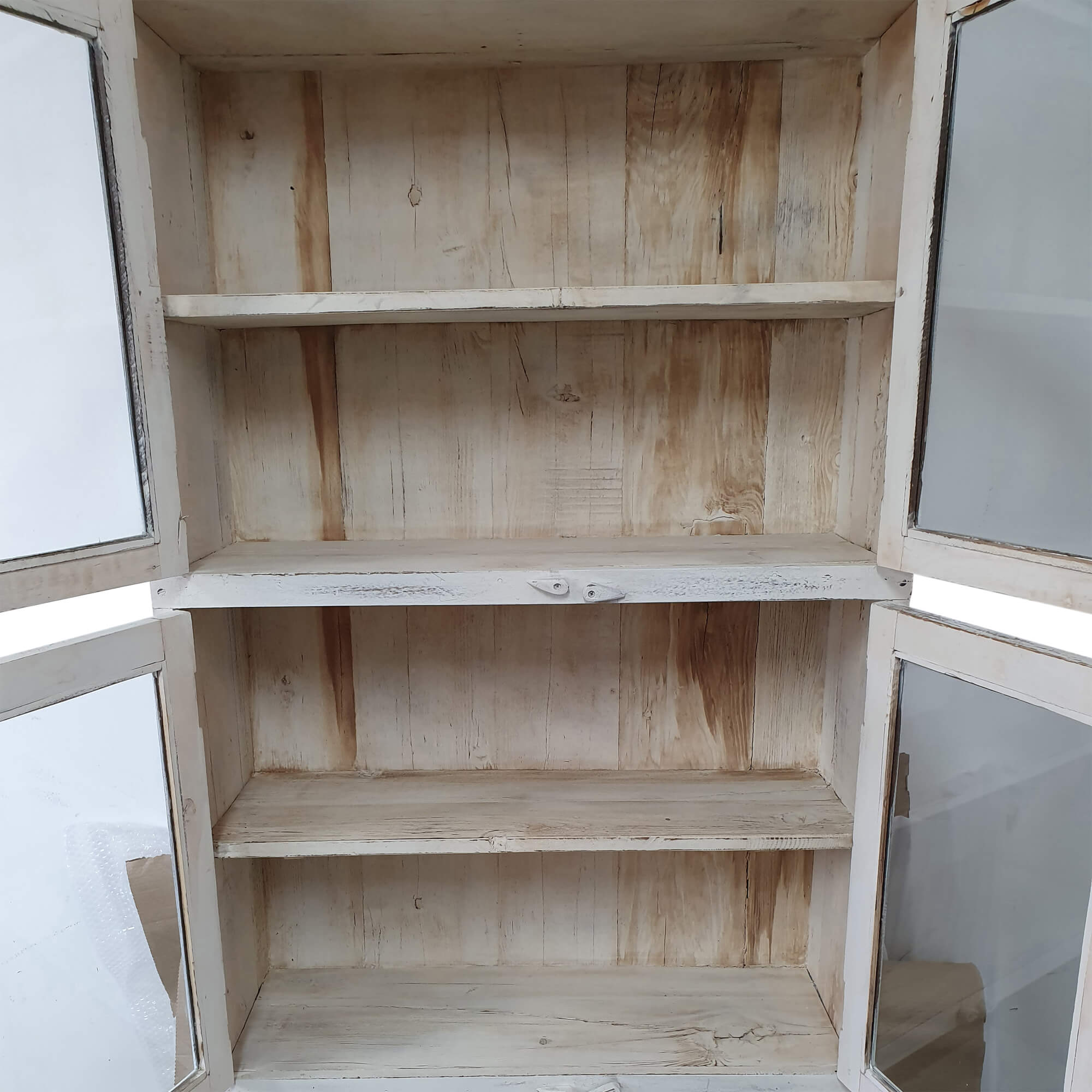 Vitrine Holz-Regal Schrank in weiß Shabby Chic Vintage 6-türig 6 Fächer Design