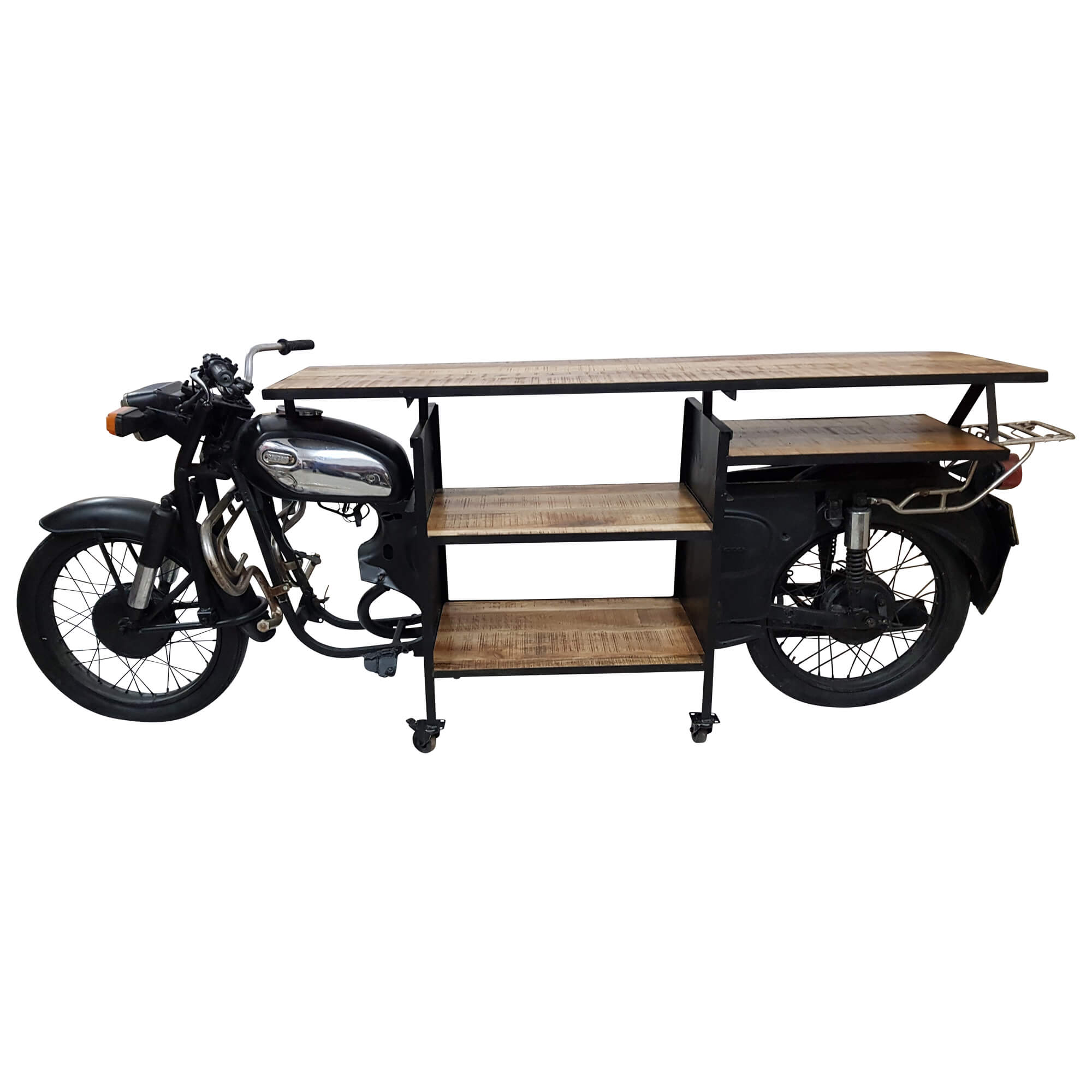 Motorrad Bartisch Tresen Regal Konsolentisch Metall Auto Möbel Vintage Unikat