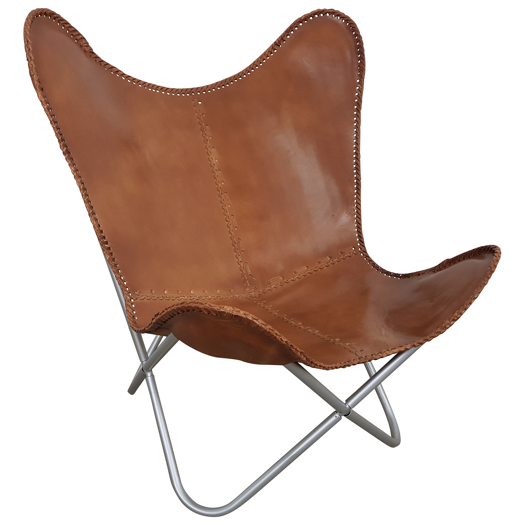 Butterfly Chair Sessel Vintage Lounge Stuhl echt Leder braun Loungesessel