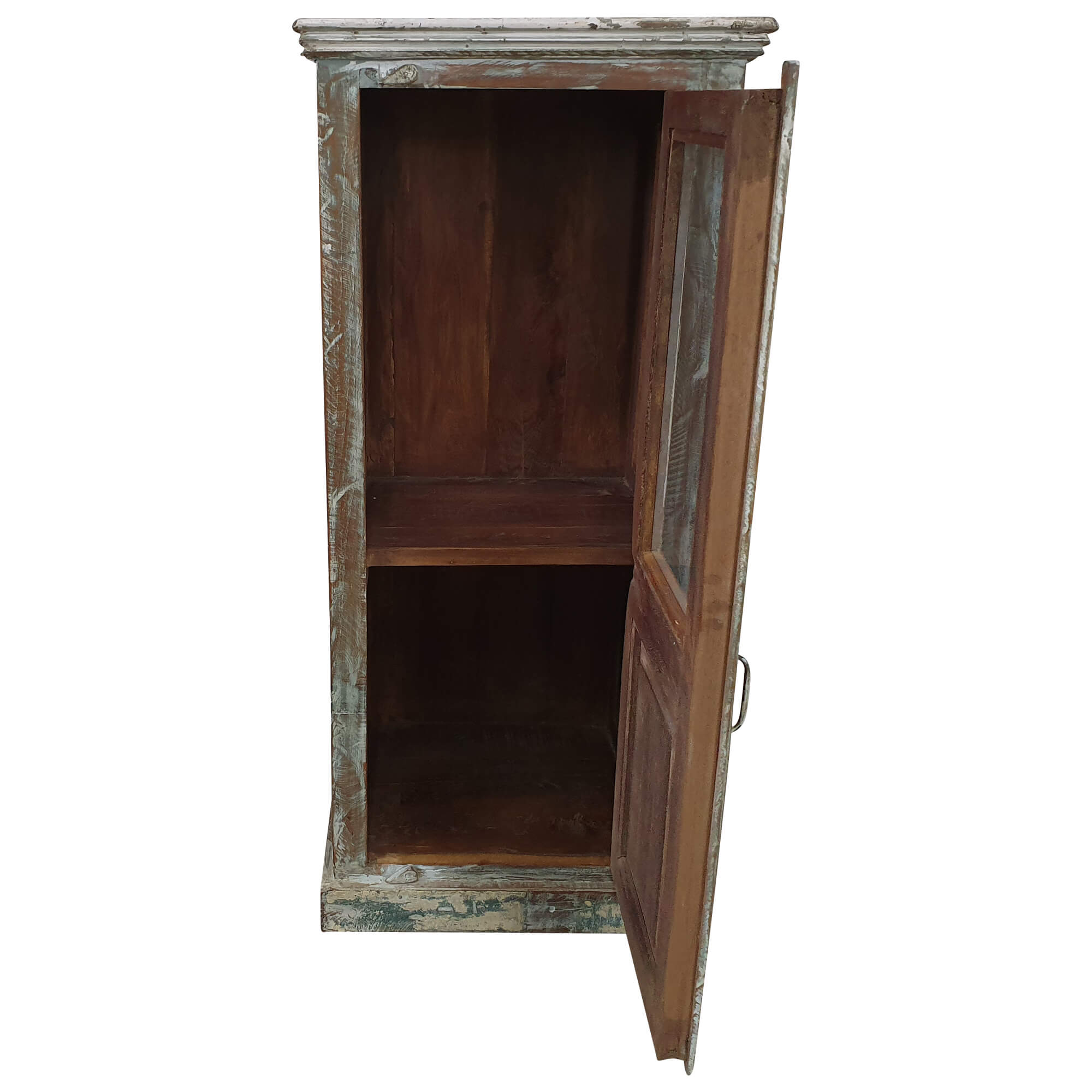 Kommode Hochkommode Vitrine Glas Massiv Holz Vintage Shabby Chic old Design