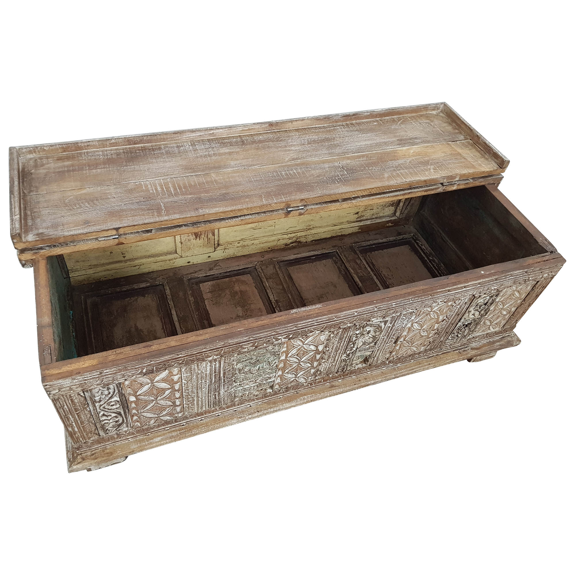 Truhe Kiste Holztruhe Vintage Massiv-Holz Box Goa Altholz Antik Türen Handarbeit
