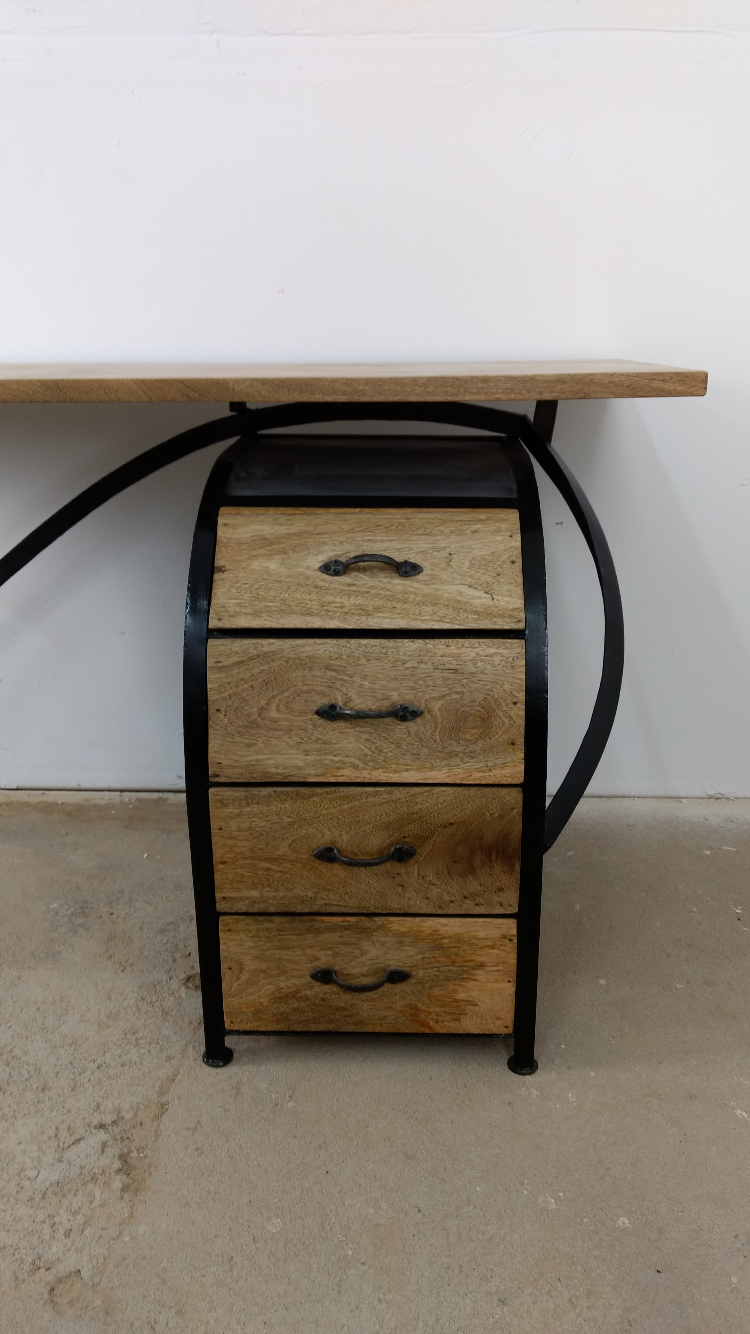 Schreibtisch Büro-Tisch Ofiice Akazie mit Büro-Container 150cm Industrie Design