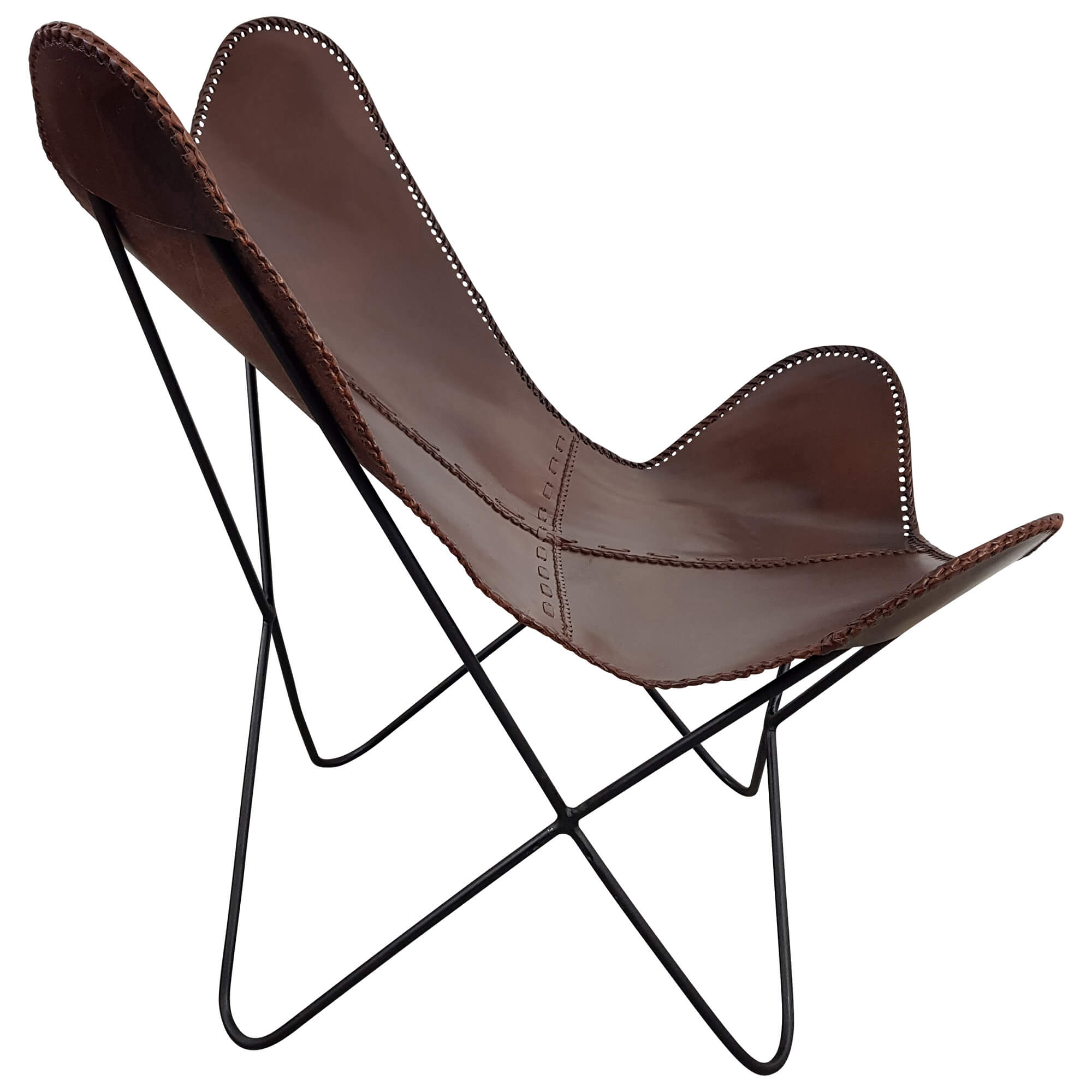 Lounge Sessel Leder Chair Retro Design Loungesessel braun Loungestuhl Butterfly