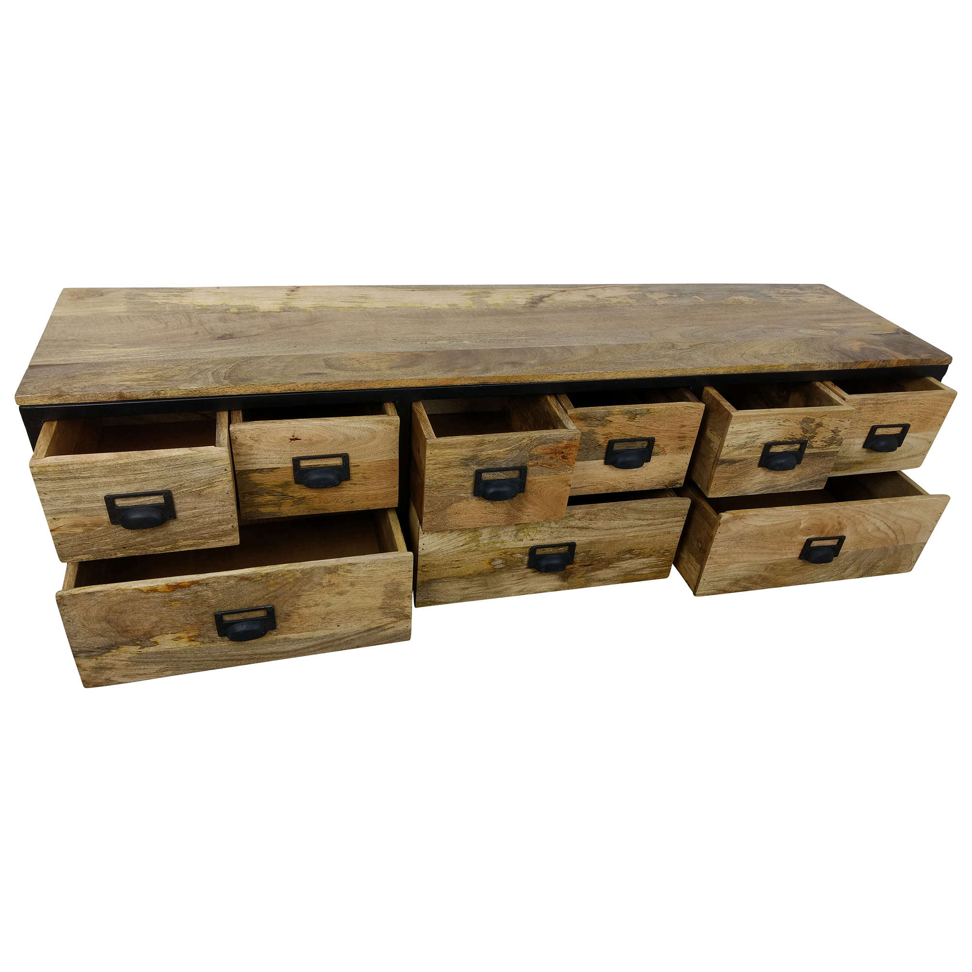 TV-Lowboard Möbel Sideboard Schubladen-Schrank Mango Massiv-Holz Loft art Design