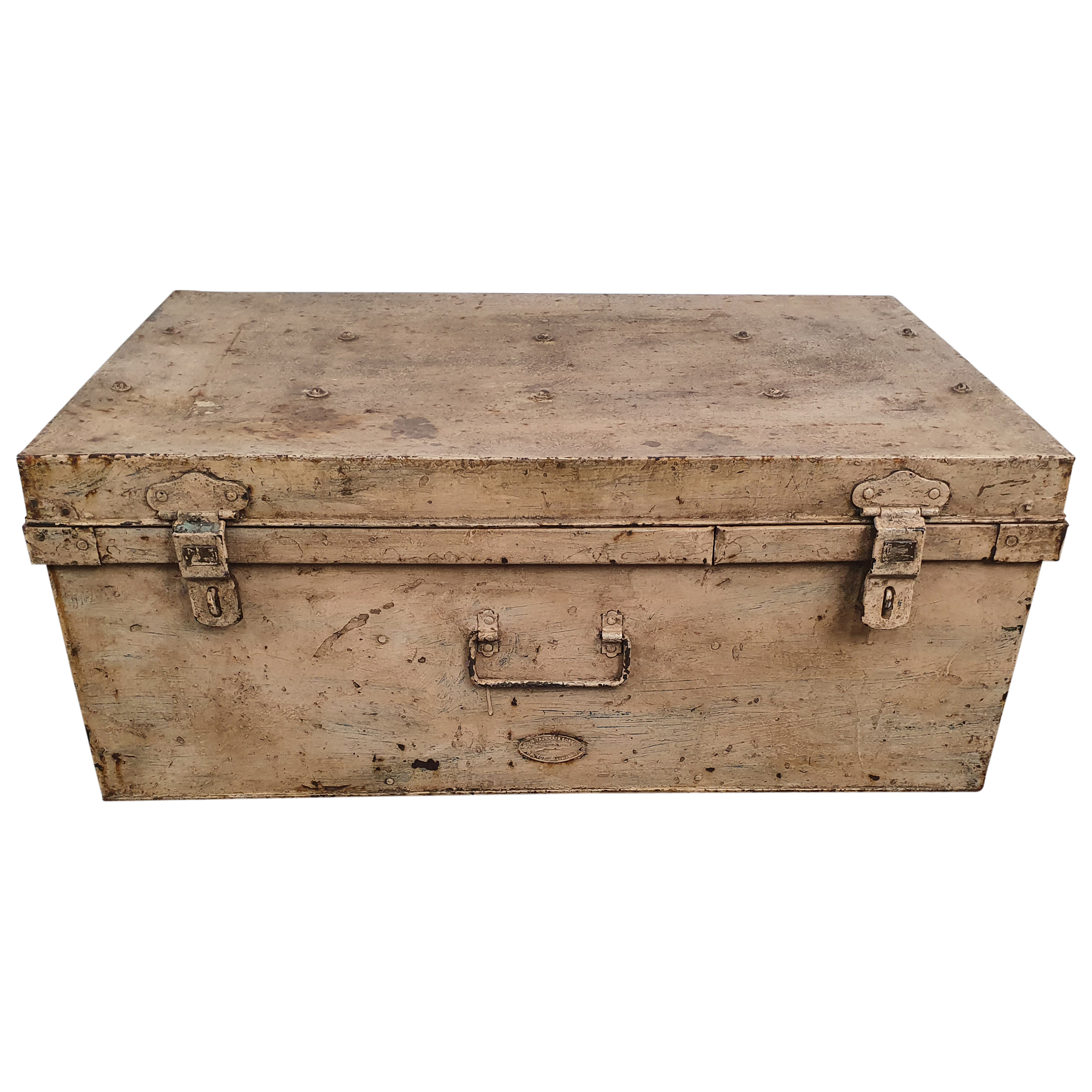 Alter Koffer Metall Vintage Metallkoffer alte Kiste Metalllkiste shabby Unikat 9