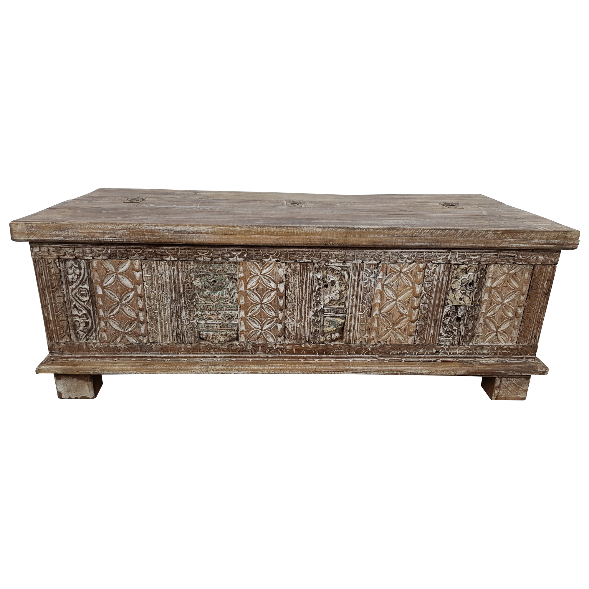 Truhe Kiste Holztruhe Vintage Massiv-Holz Box Goa Altholz Antik Türen Handarbeit