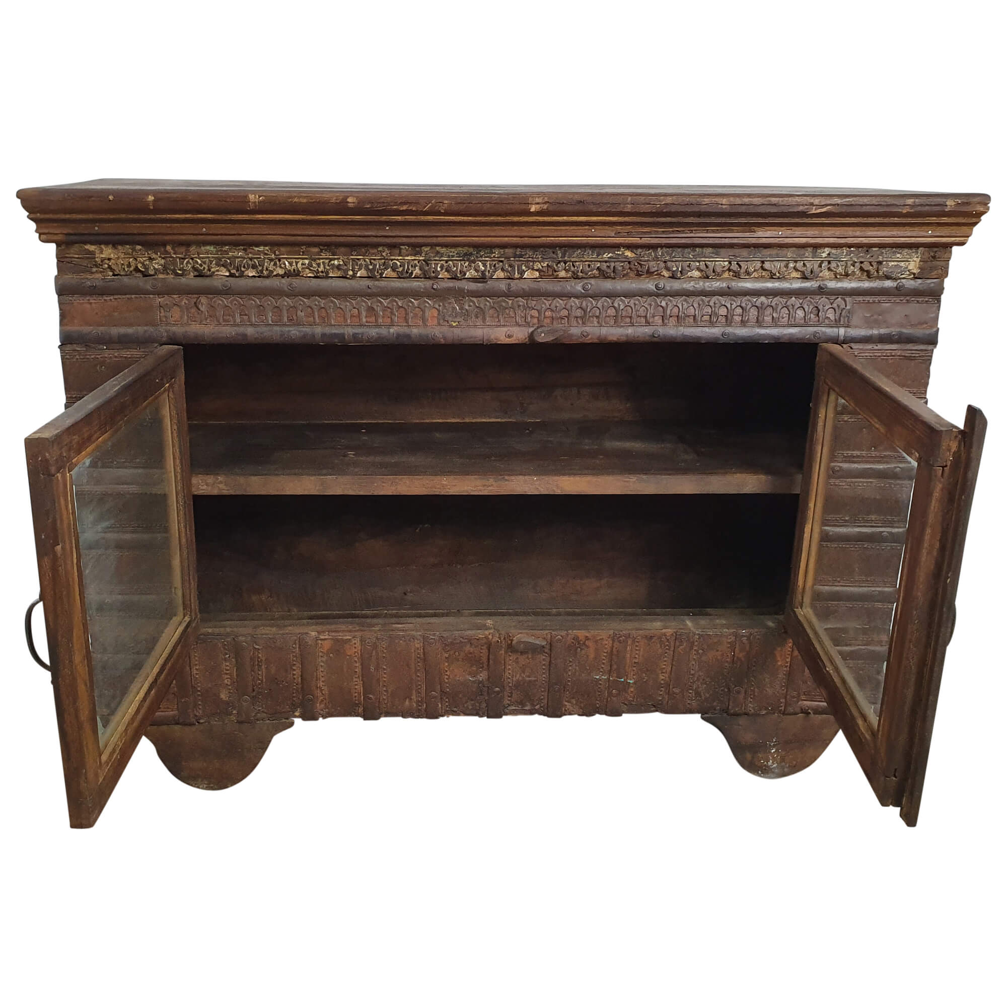 Kommode Sideboard Vitrine Schrank Vintage Massivholz Altholz 2 Türen Unikat 1