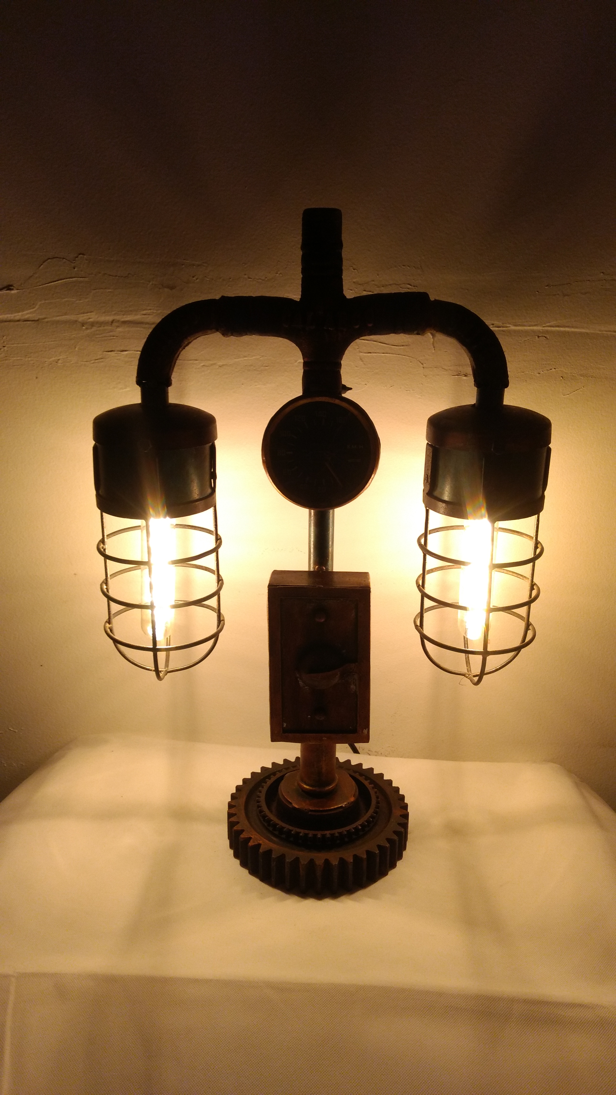 Tischlampe Vintage Lampe Tischleuchte Metall Rohr Industrial Leuchte 43x19x62 cm Retro Look