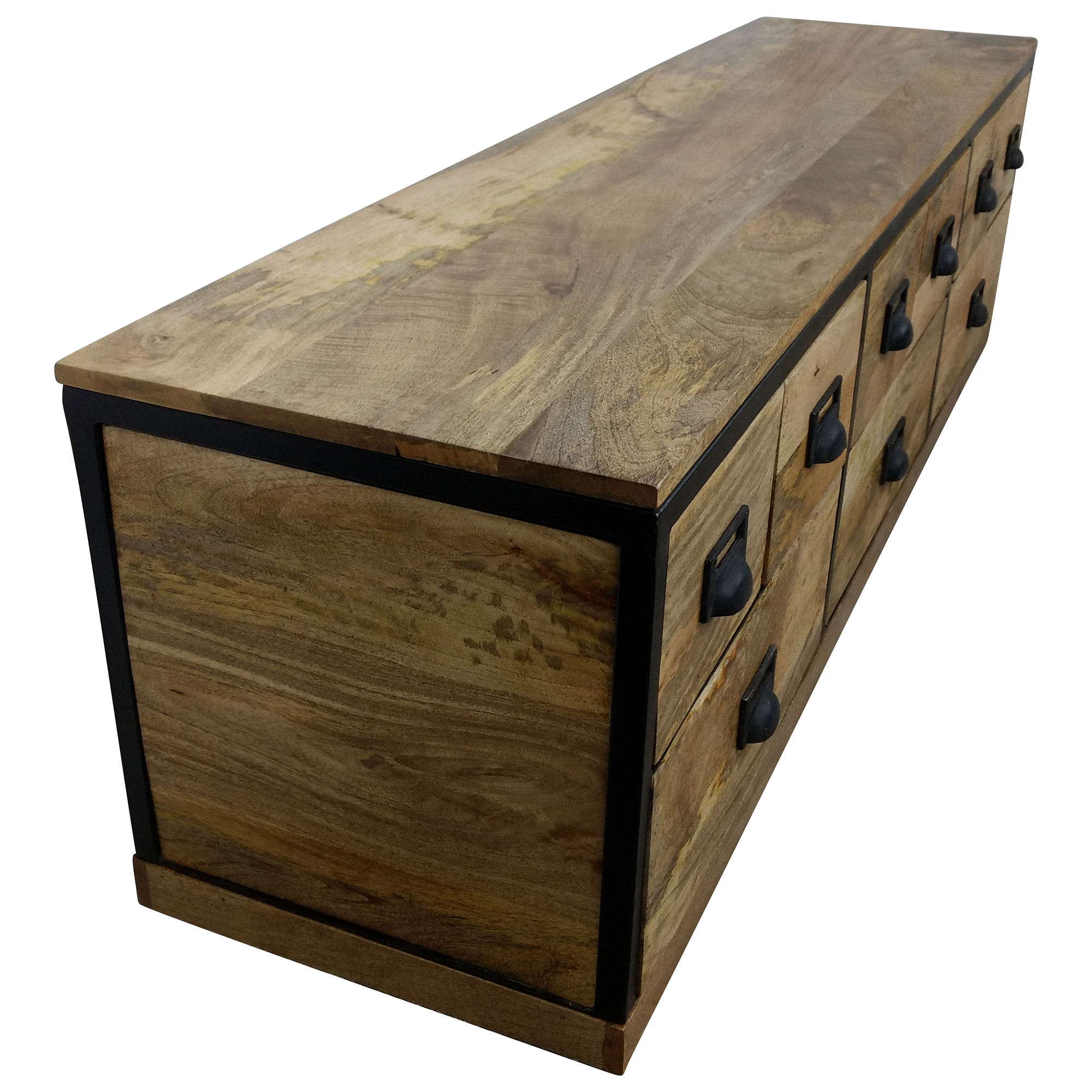 TV-Lowboard Möbel Sideboard Schubladen-Schrank Mango Massiv-Holz Loft art Design