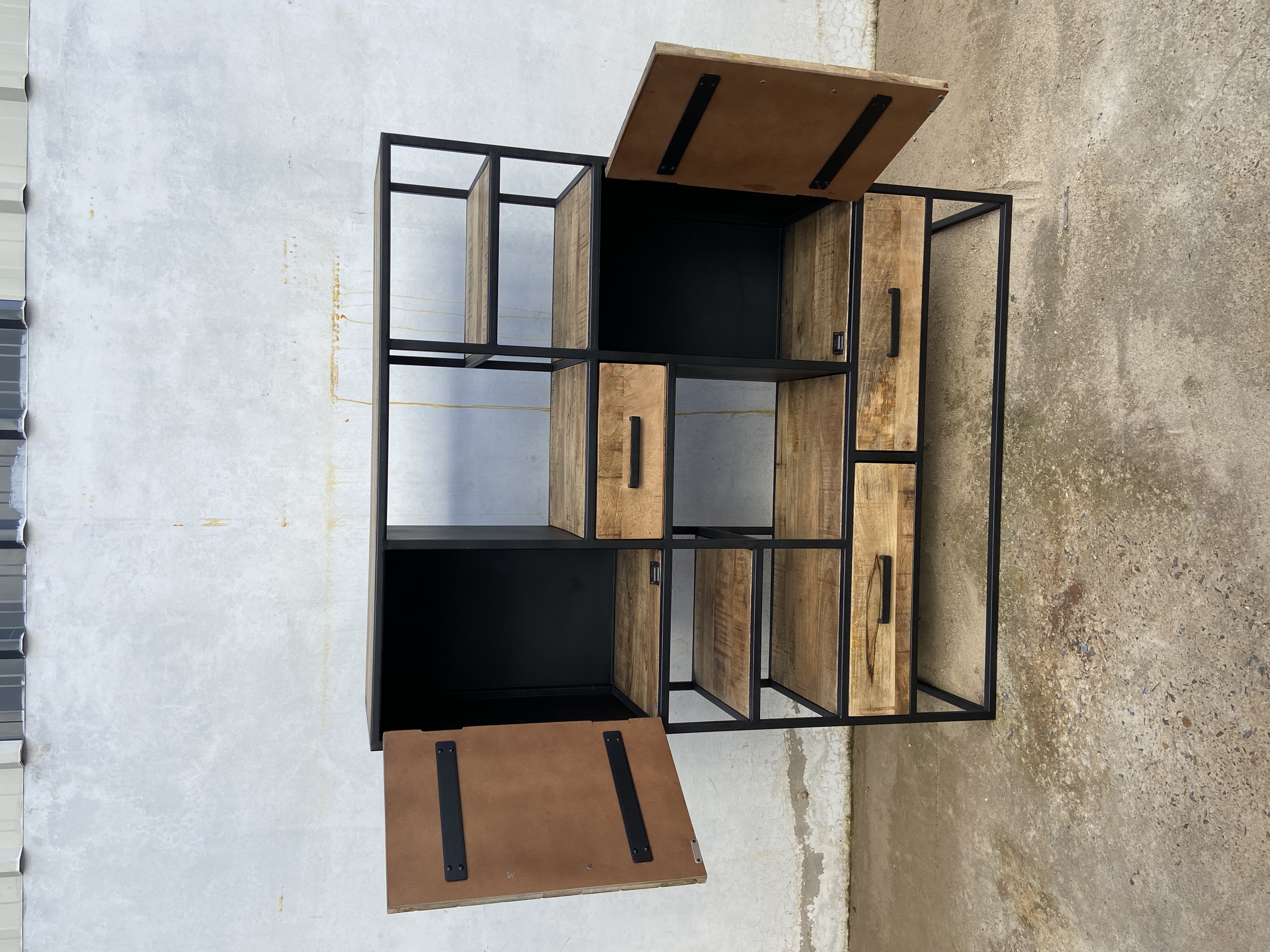 Highboard Fischgräten Muster mit Schubladen 120 cm x 140 cm Natur