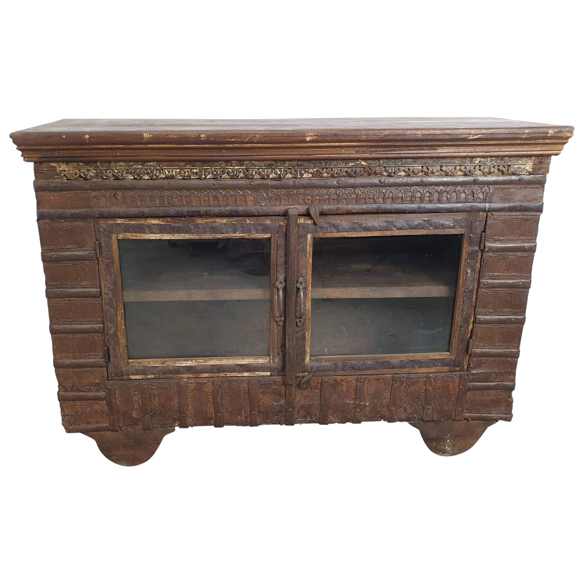 Kommode Sideboard Vitrine Schrank Vintage Massivholz Altholz 2 Türen Unikat 1