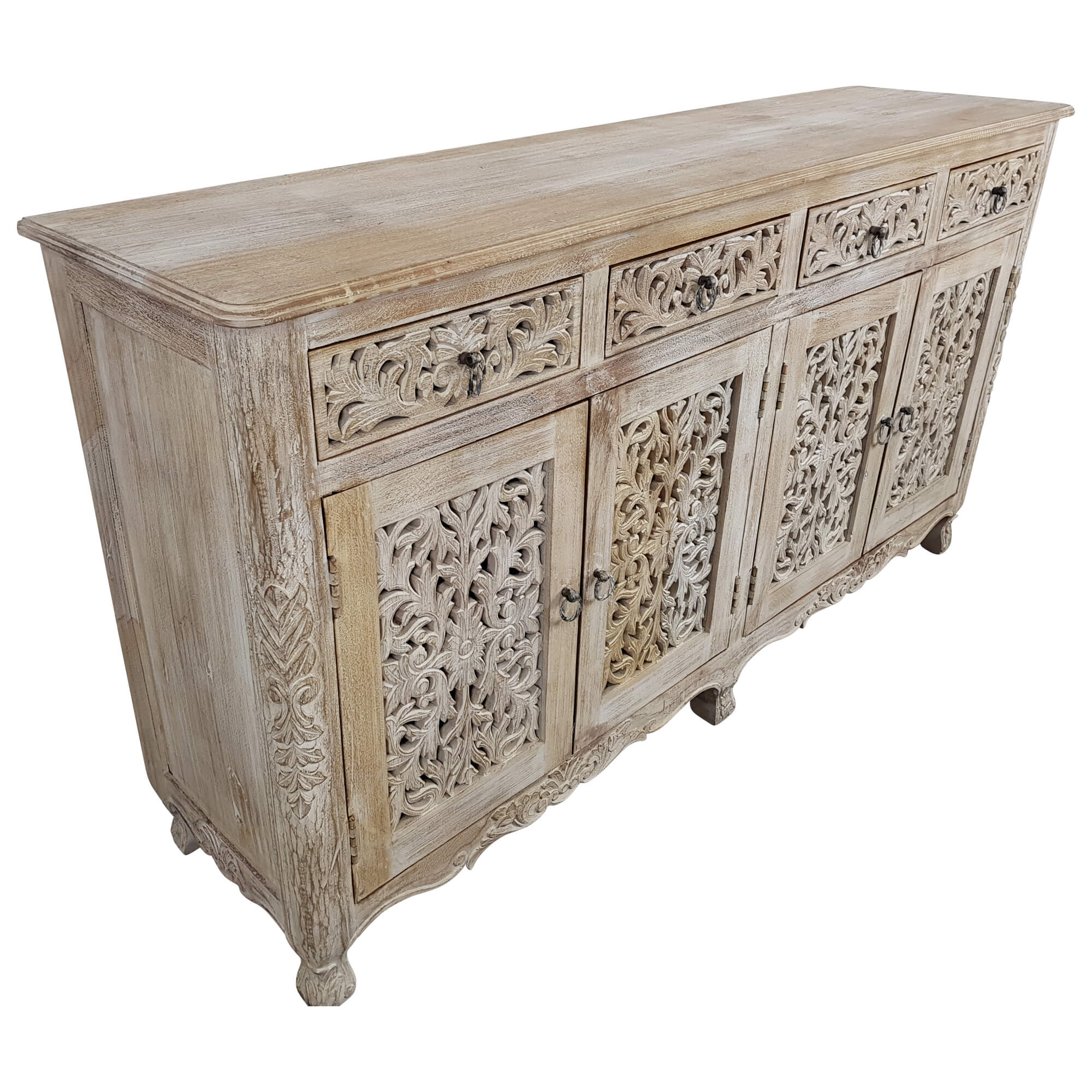 Sideboard Kommode groß Anrichte Schrank Design Vollholz weiß Vintage Shabby Chic