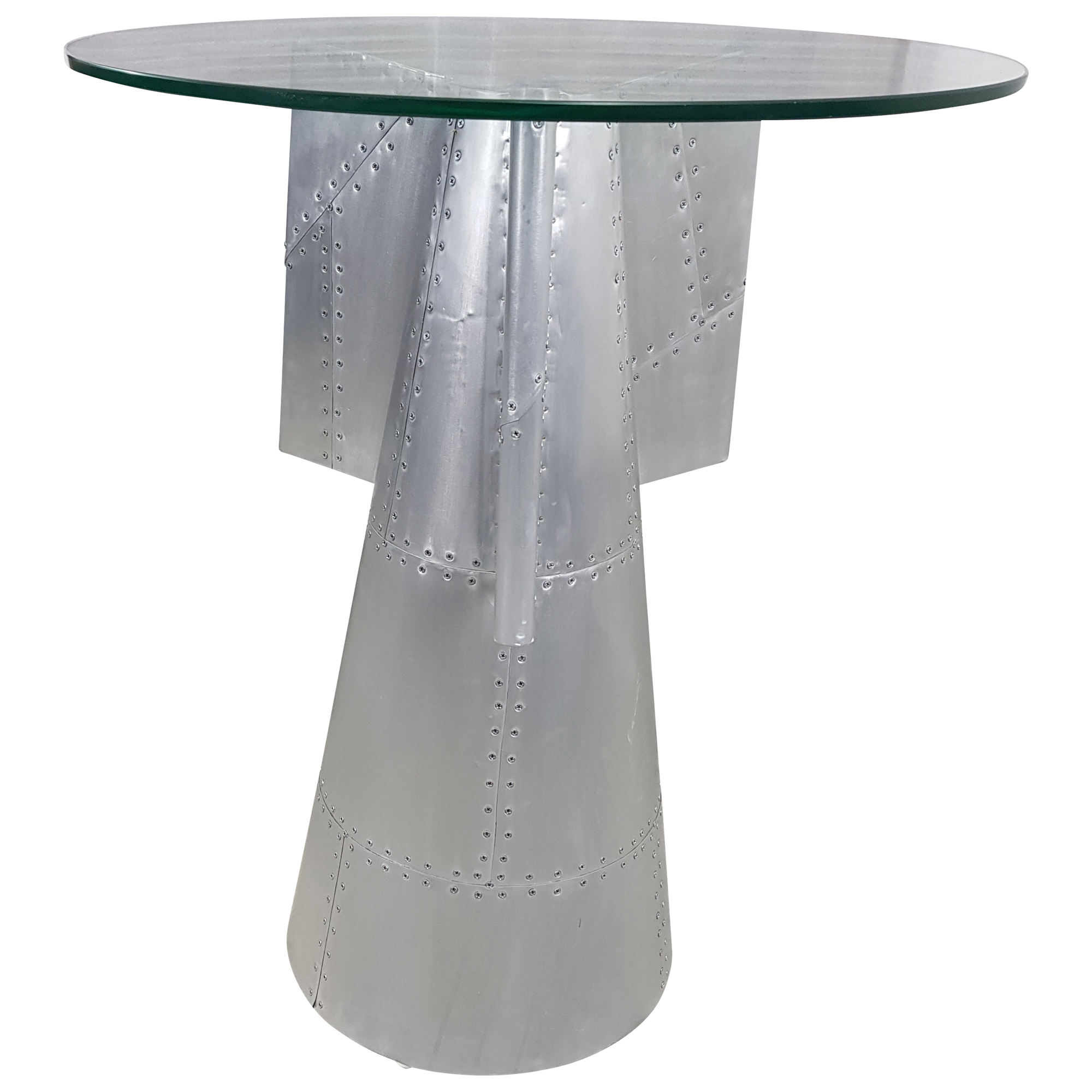 Tischgruppe Sitzgruppe Tisch + 2 Hocker silber alu Aviator Trend Design Unikat