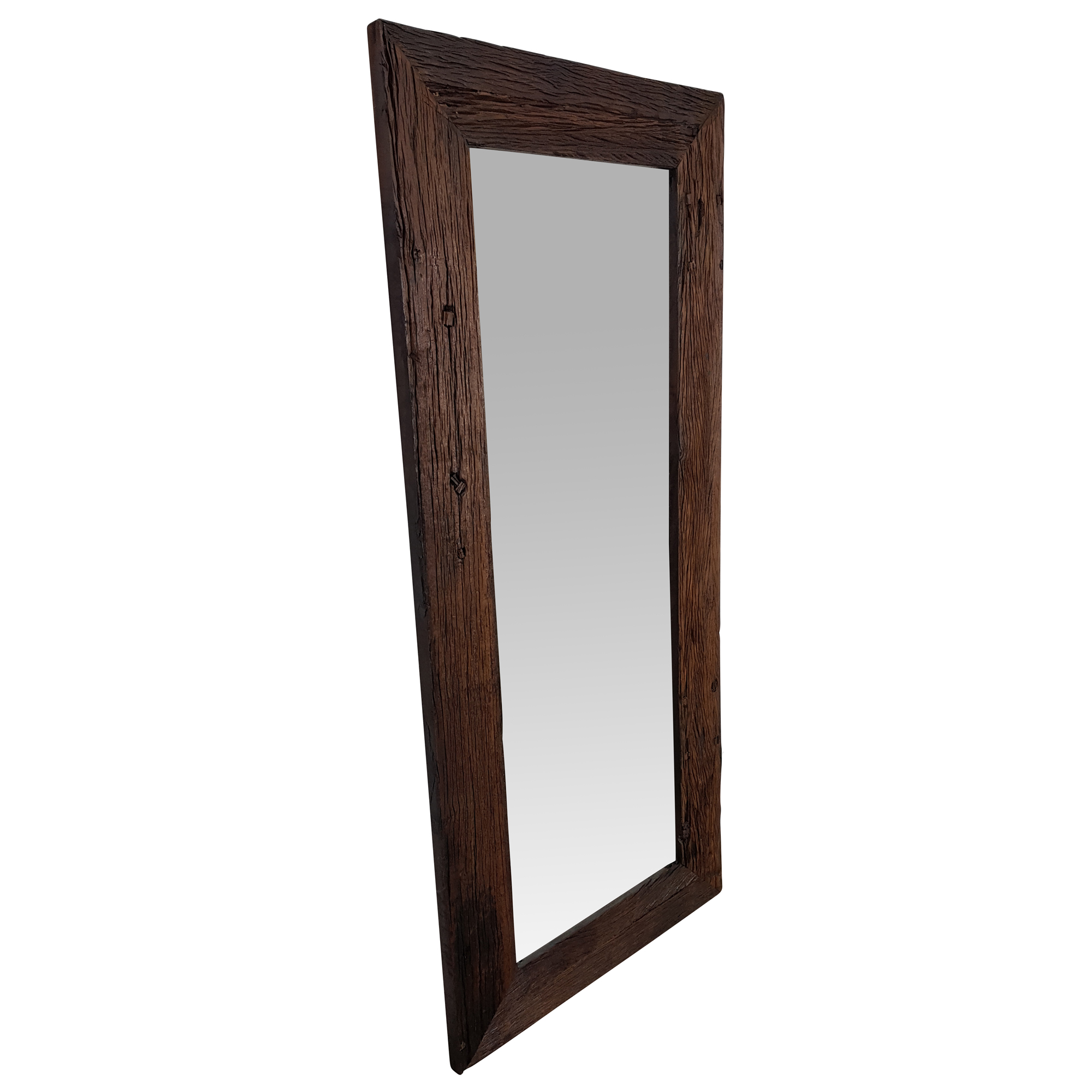 Wandspiegel Spiegel Altholz Schwemmholz mit Holzrahmen Vintage Massiv rustikal Antik braun