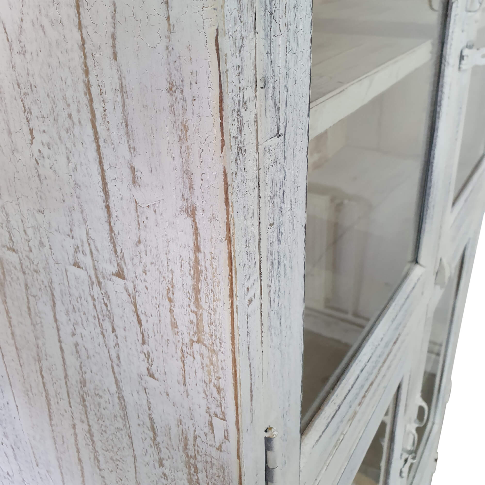Vitrine Holz-Regal Schrank in weiß Shabby Chic Vintage 6-türig 6 Fächer Design