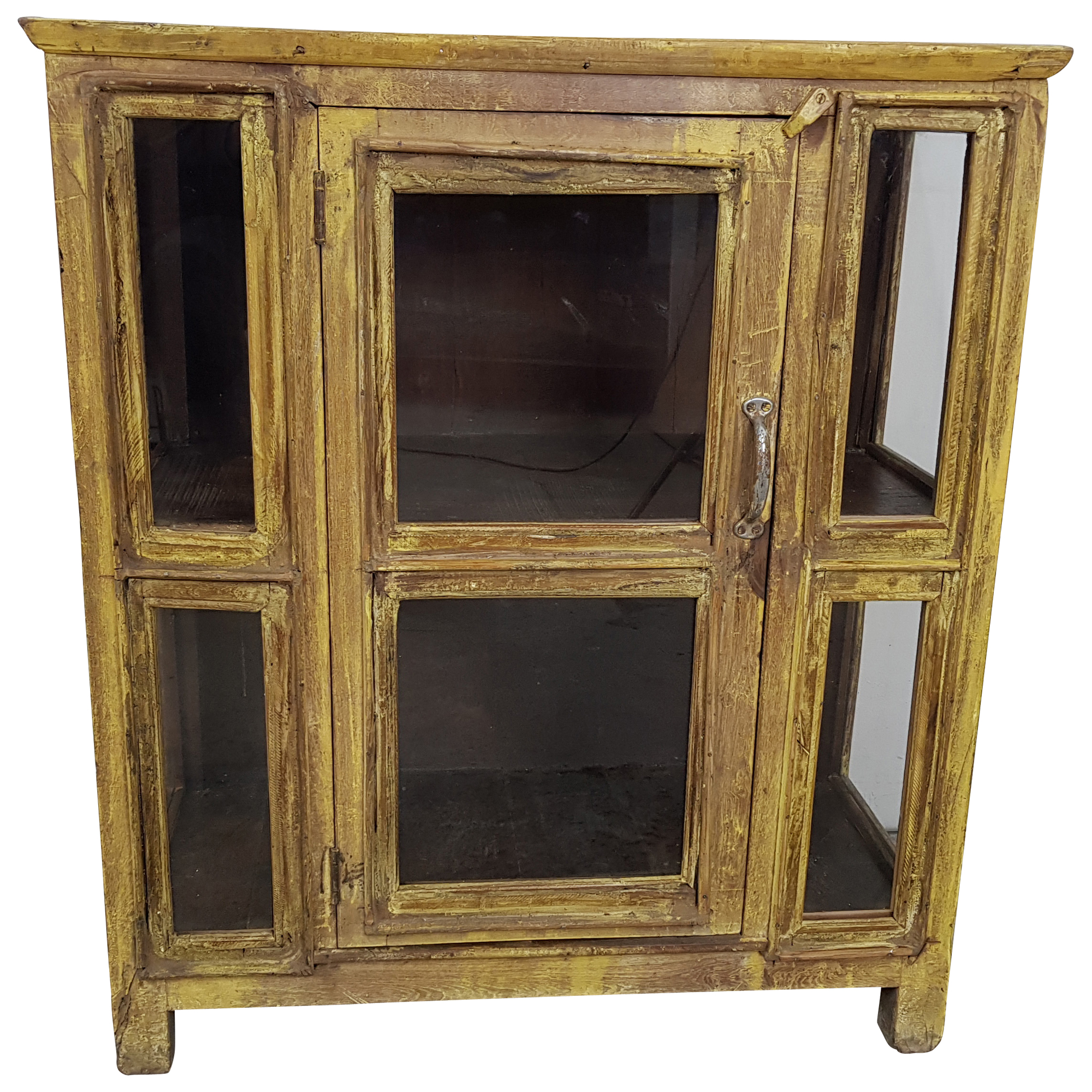 Kommode Anrichte Vitrine Schrank gelb Massivholz Vintage Shabby Chic Unikat 8