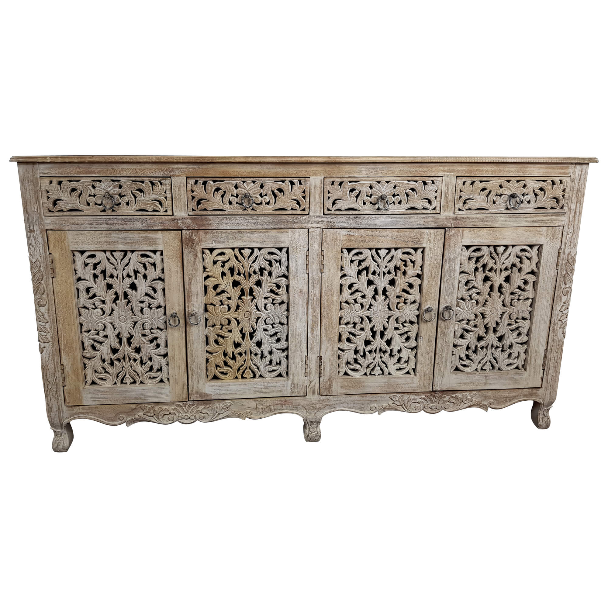 Sideboard Kommode groß Anrichte Schrank Design Vollholz weiß Vintage Shabby Chic
