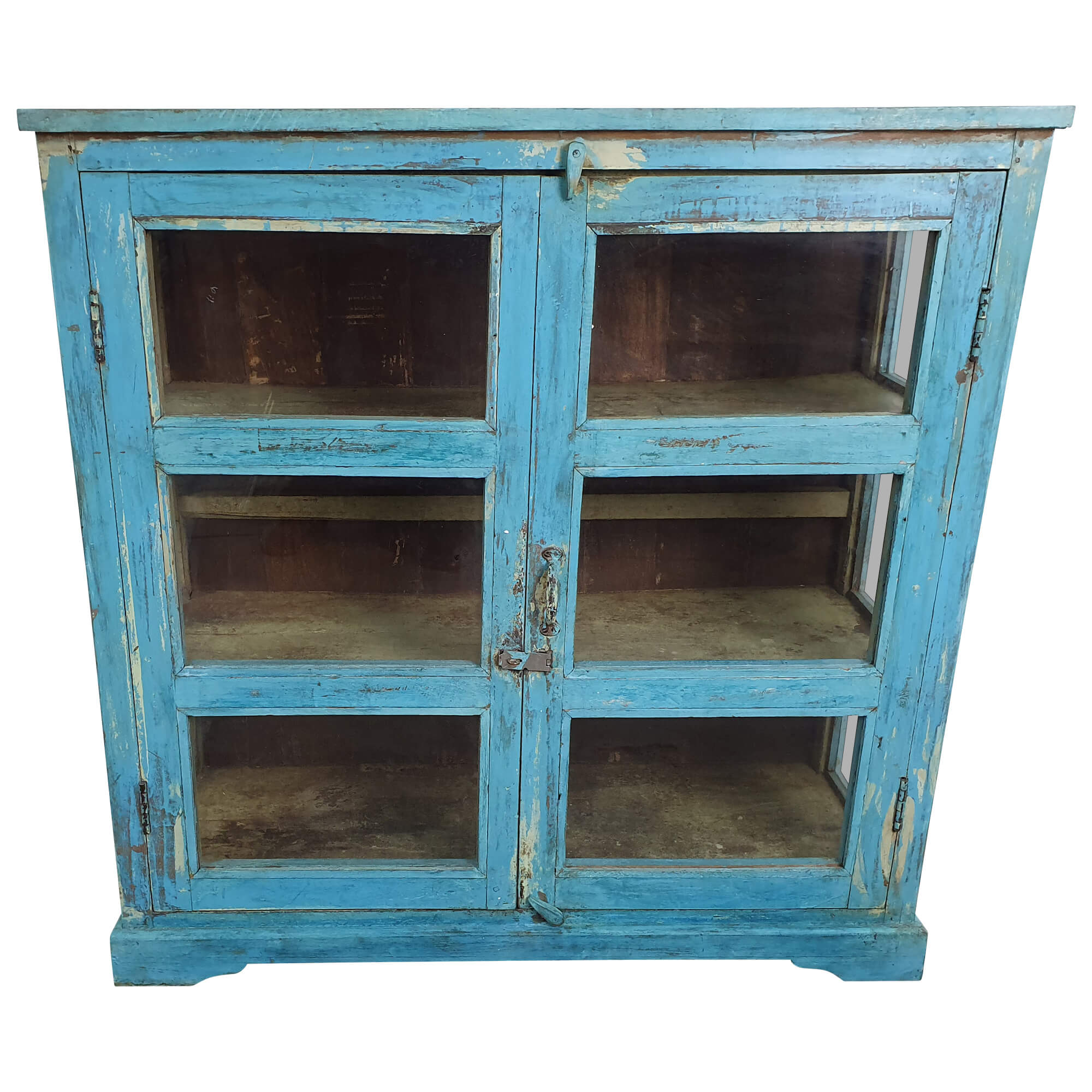 Kommode Anrichte Vitrine Schrank blau Massivholz Vintage Shabby Chic Unikat 21