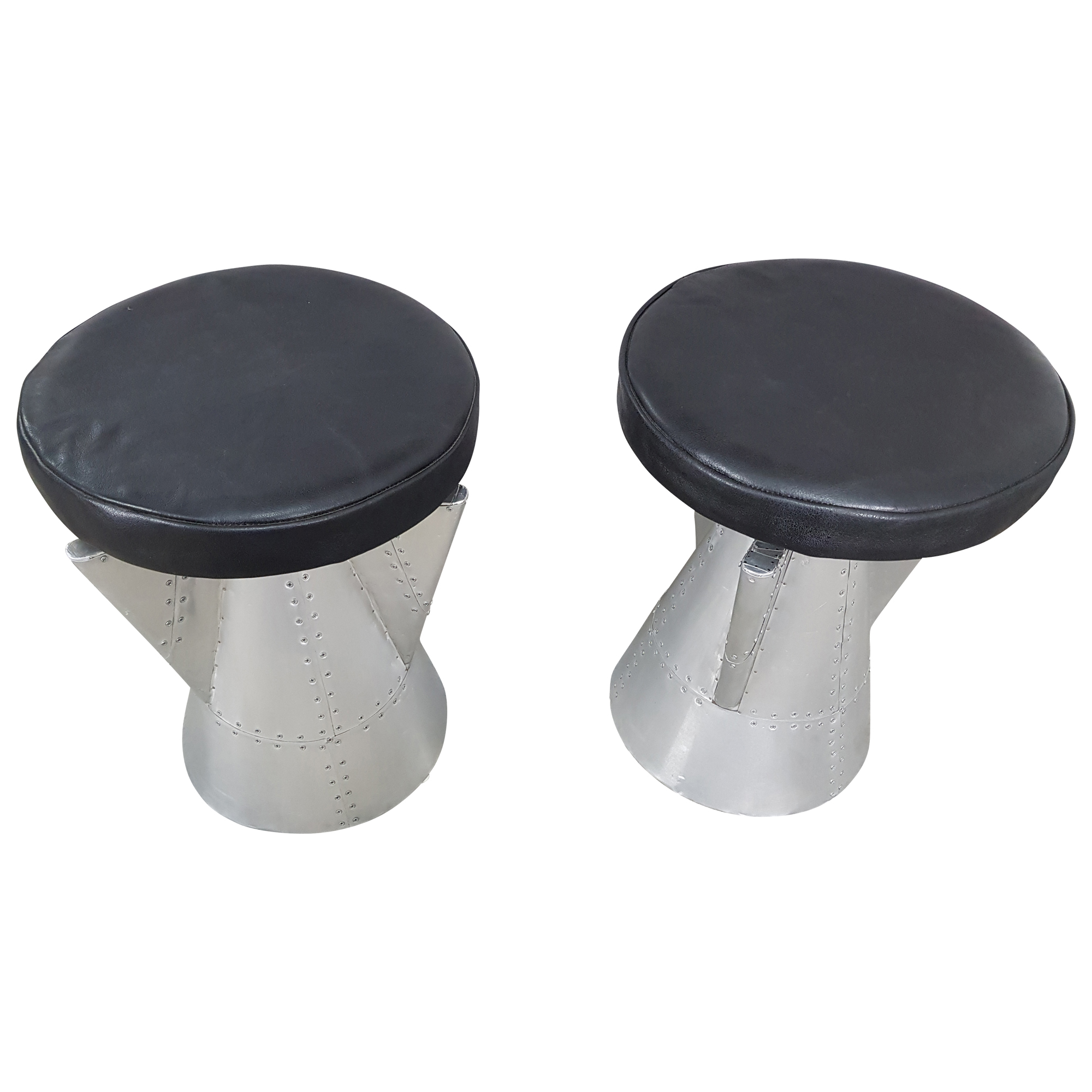 Tischgruppe Sitzgruppe Tisch + 2 Hocker silber alu Aviator Trend Design Unikat
