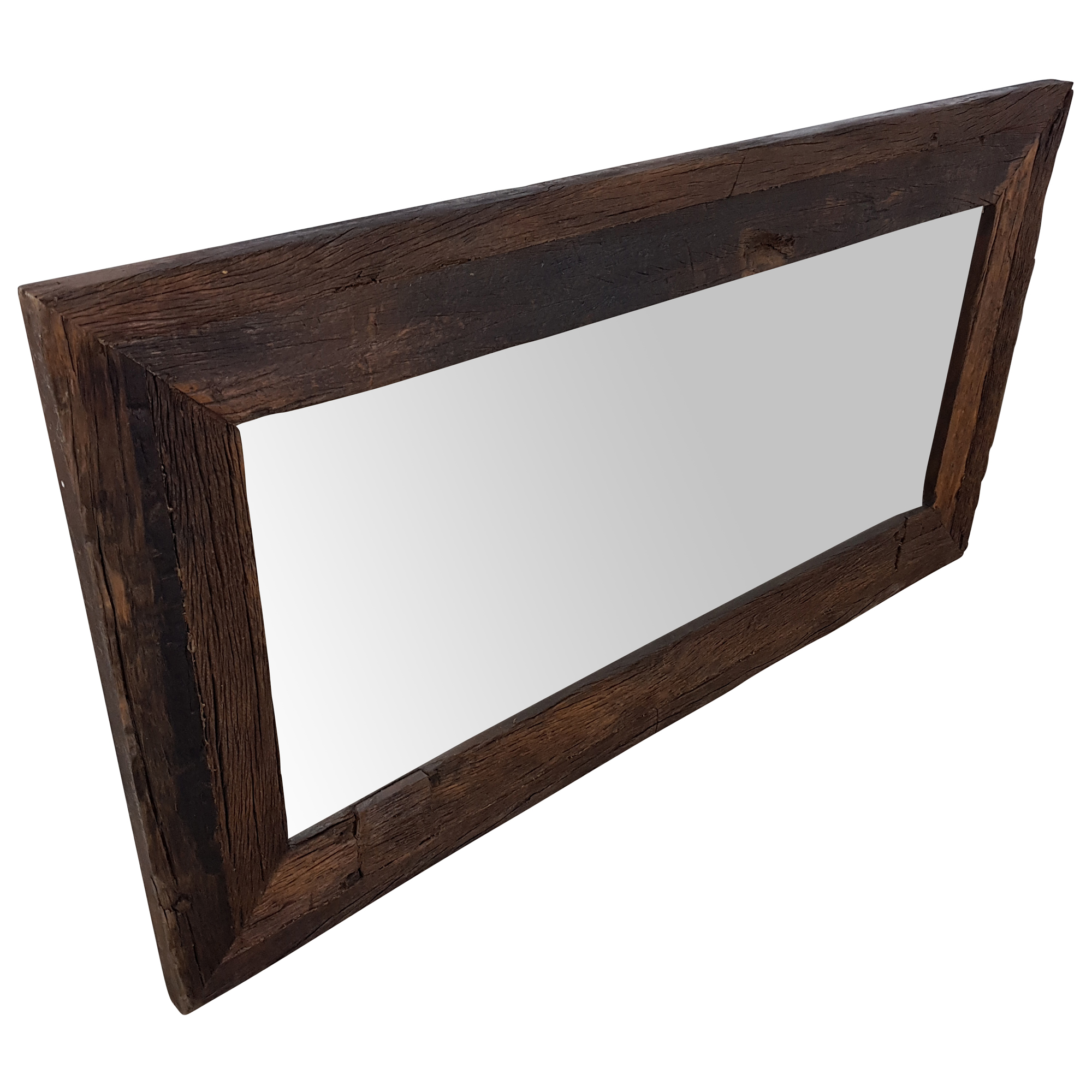 Wandspiegel Spiegel Altholz Schwemmholz mit Holzrahmen Vintage Massiv rustikal Antik braun