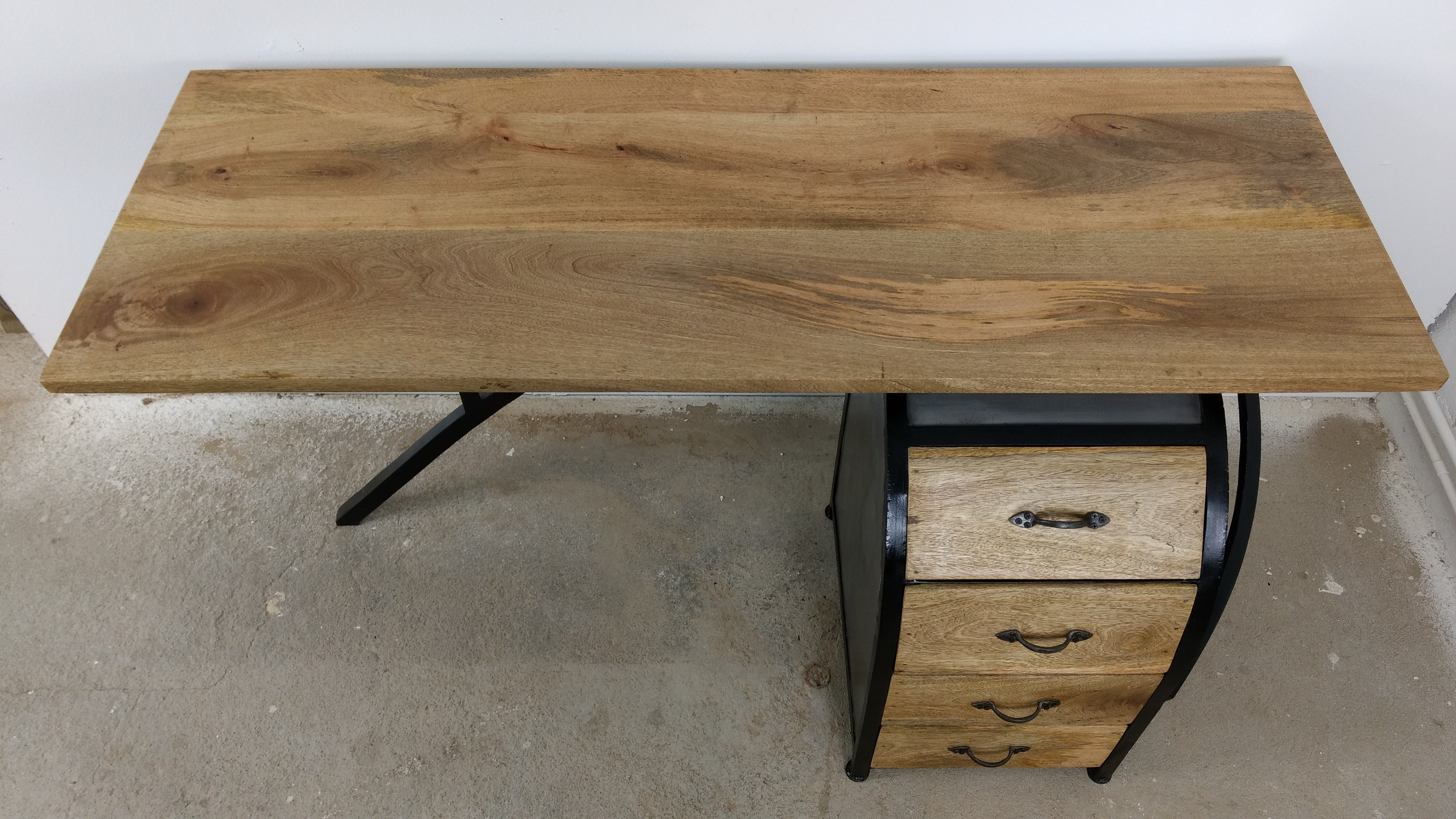 Schreibtisch Büro-Tisch Ofiice Akazie mit Büro-Container 150cm Industrie Design