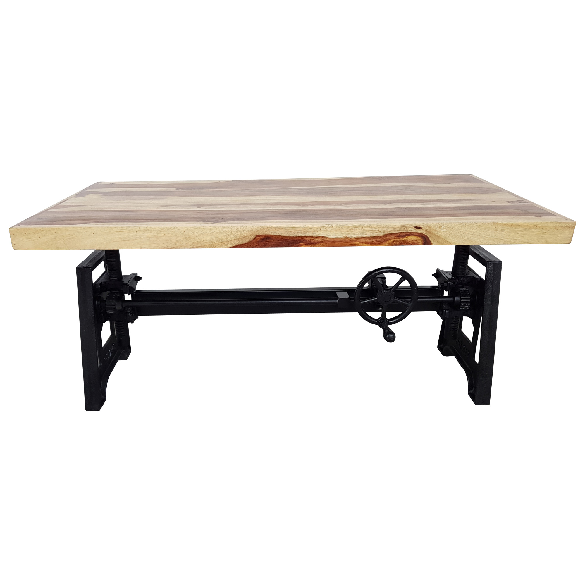 Couchtisch Sheesham höhenverstellbar Kurbel Wohnzimmertisch Vintage Crank Table