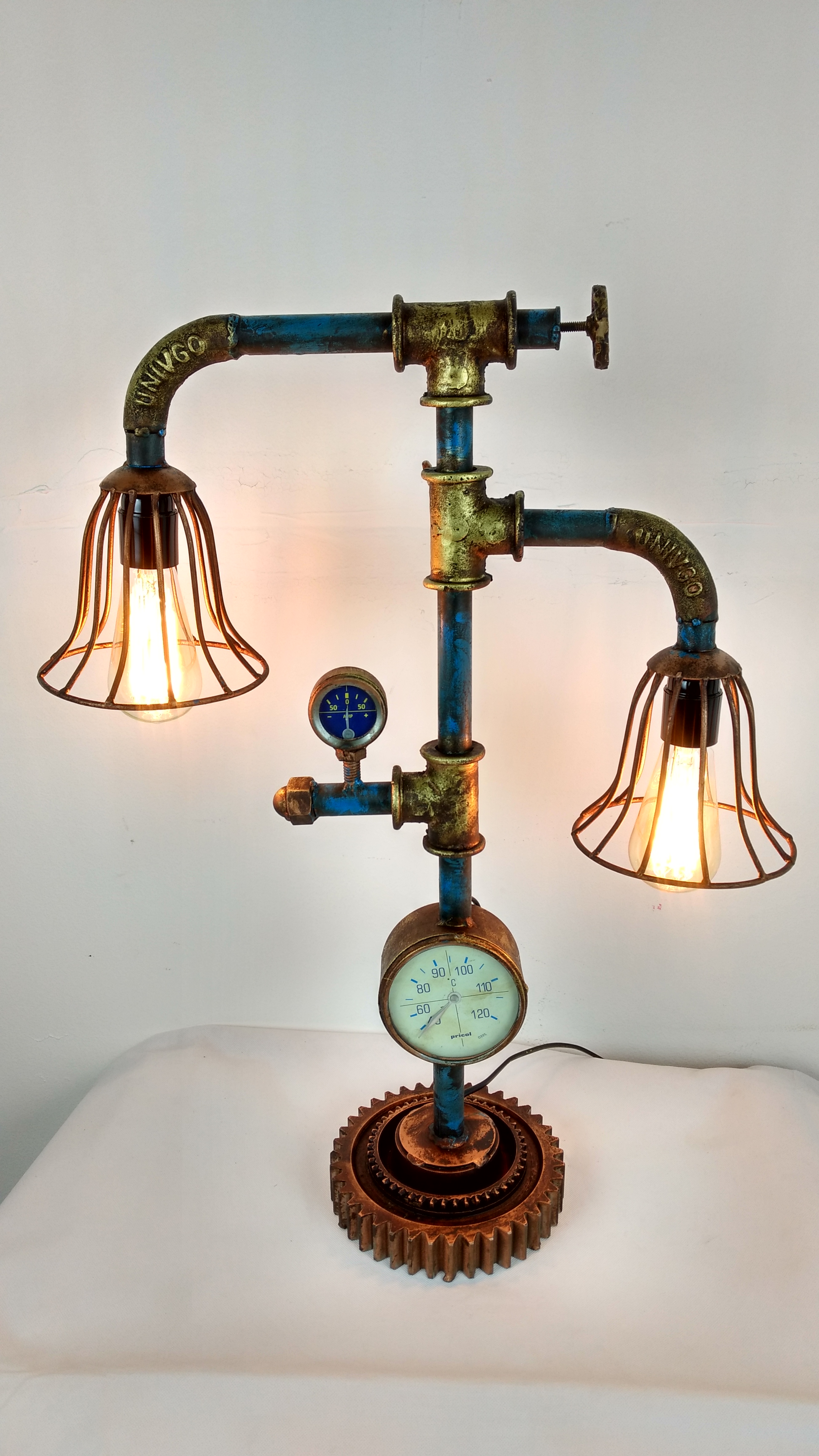 Tischlampe Vintage Lampe Tischleuchte Metall Rohr Industrial Leuchte 52x19x68 cm Retro Look