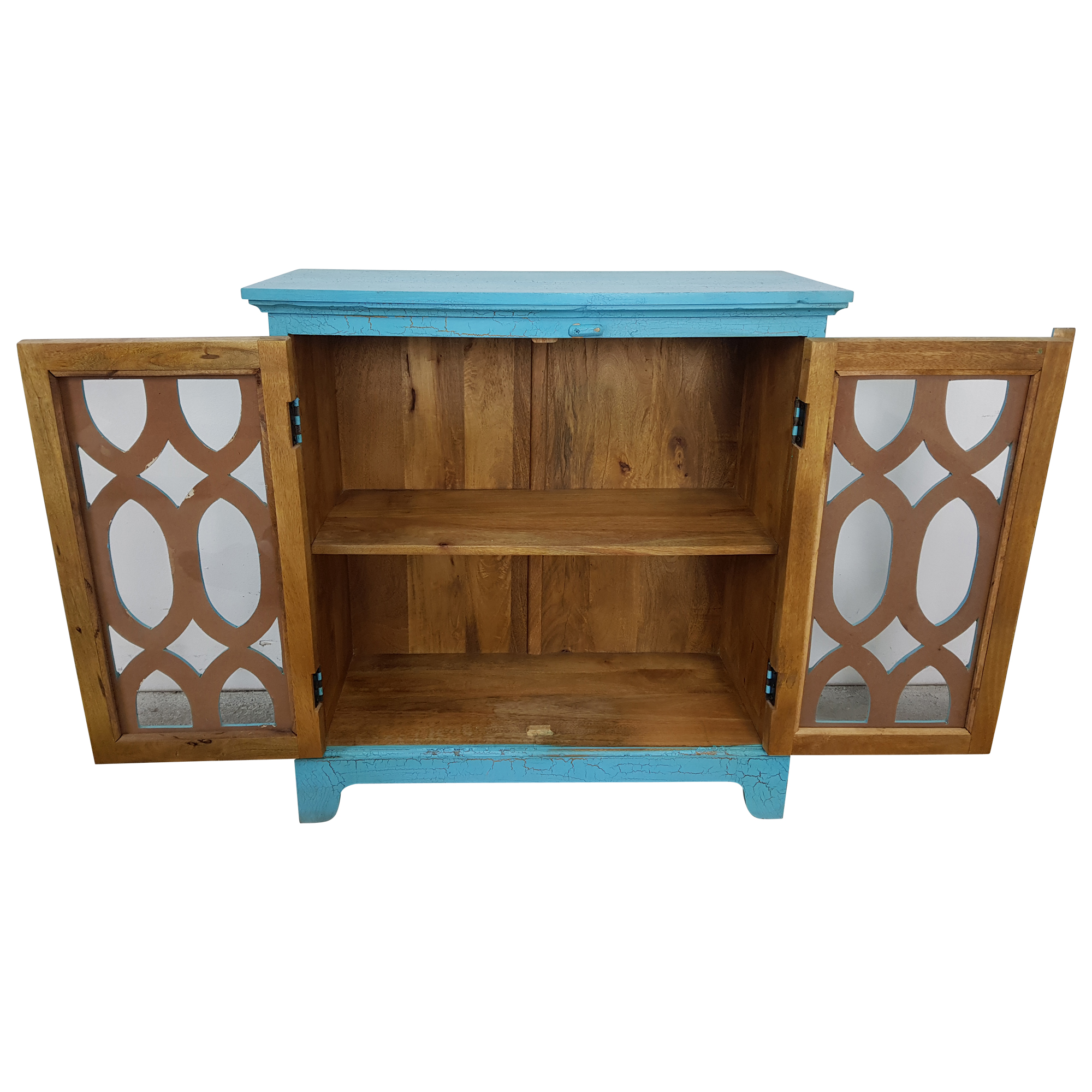 Kommode Anrichte Vitrine Schrank blau Massivholz Vintage Shabby Chic Unikat 6