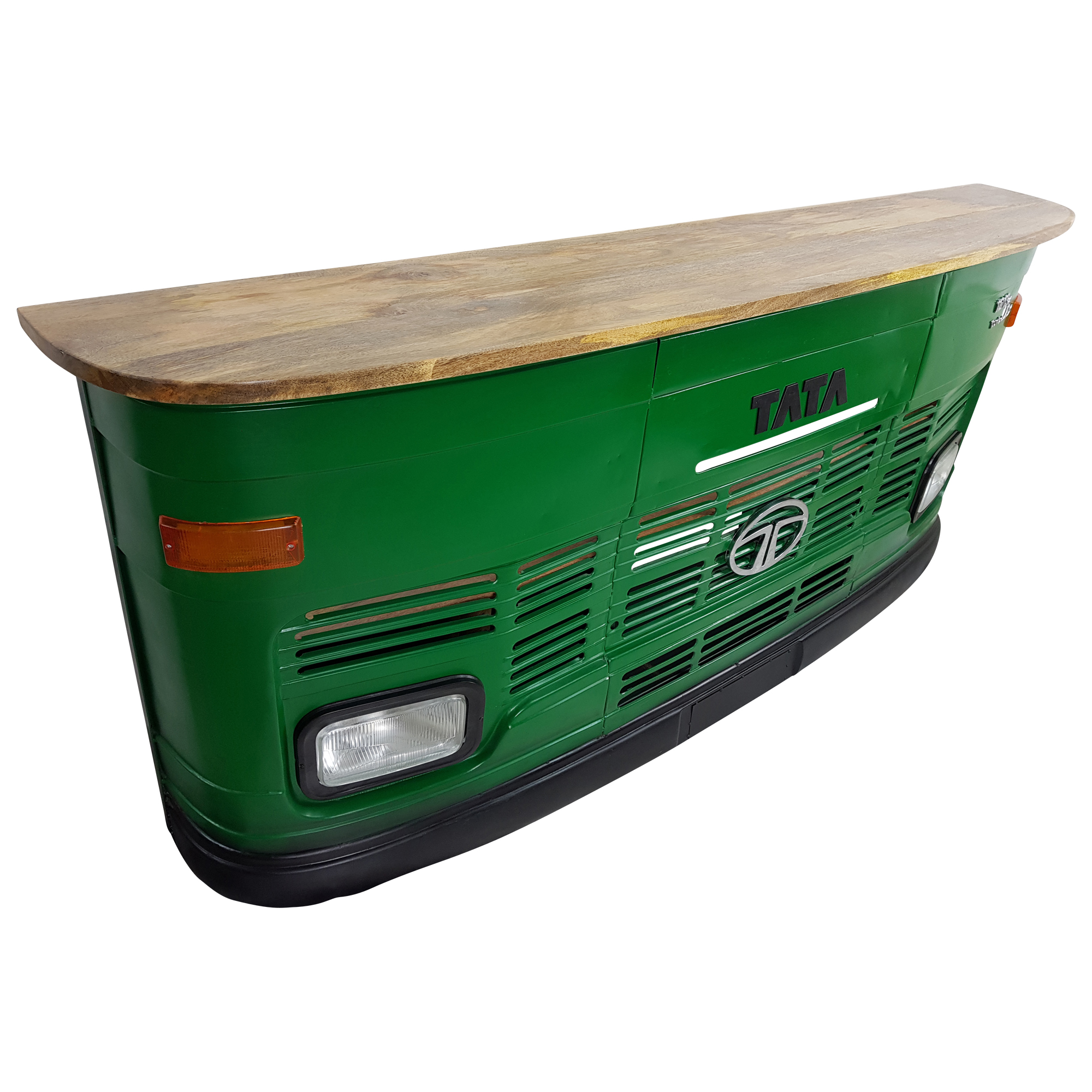 Theke Empfangstresen LKW Bar Tresen Tata groß grün Vintage Design Empfangstheke Metall Anrichte