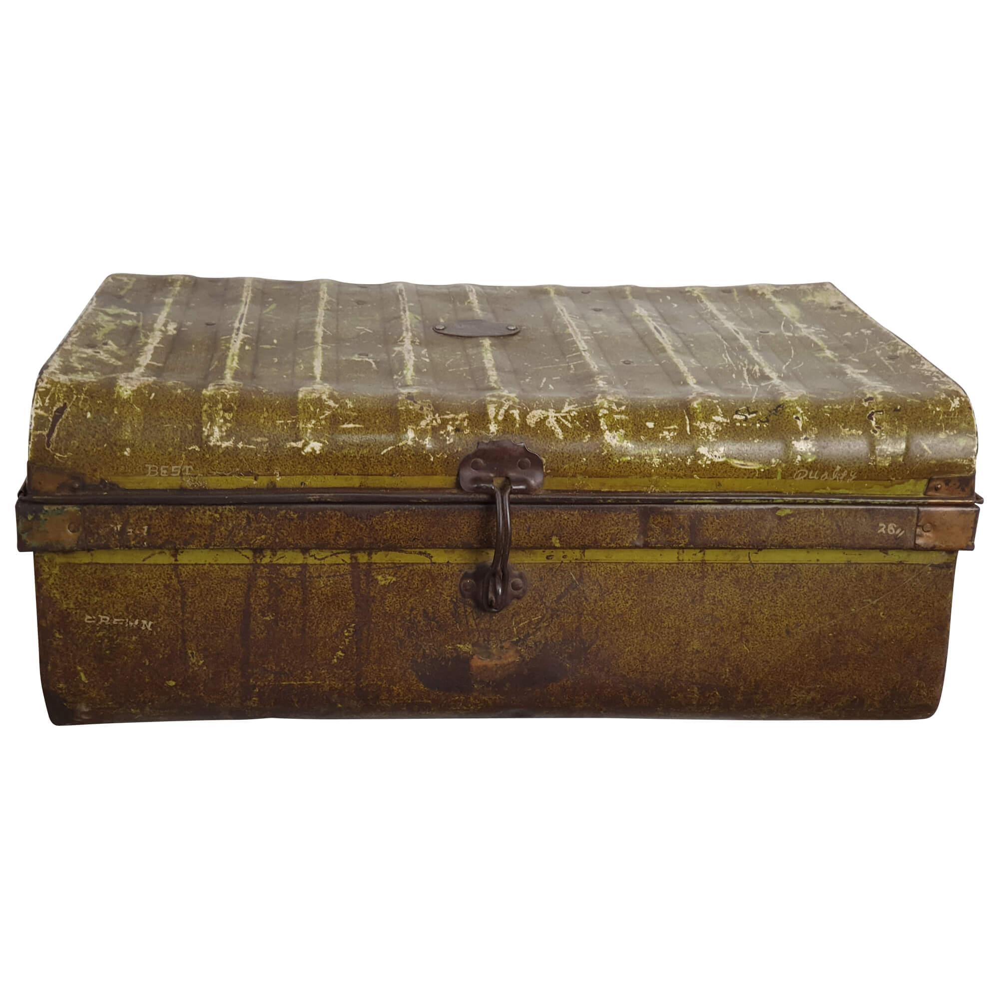 Alter Koffer Metall Vintage Metallkoffer alte Kiste Metalllkiste shabby Unikat 10