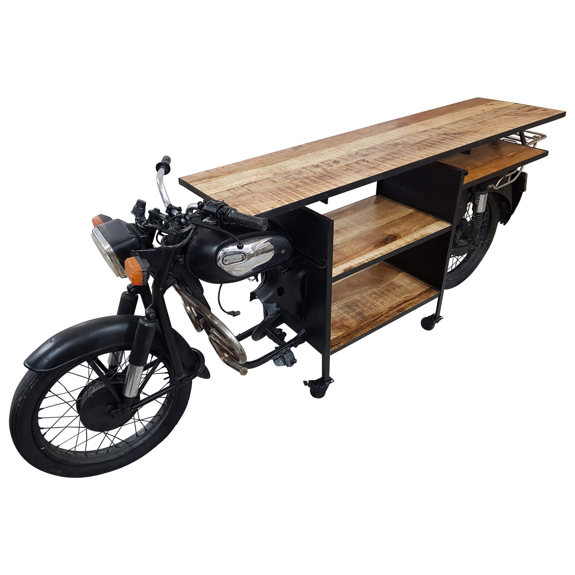 Motorrad Bartisch Tresen Regal Konsolentisch Metall Auto Möbel Vintage Unikat