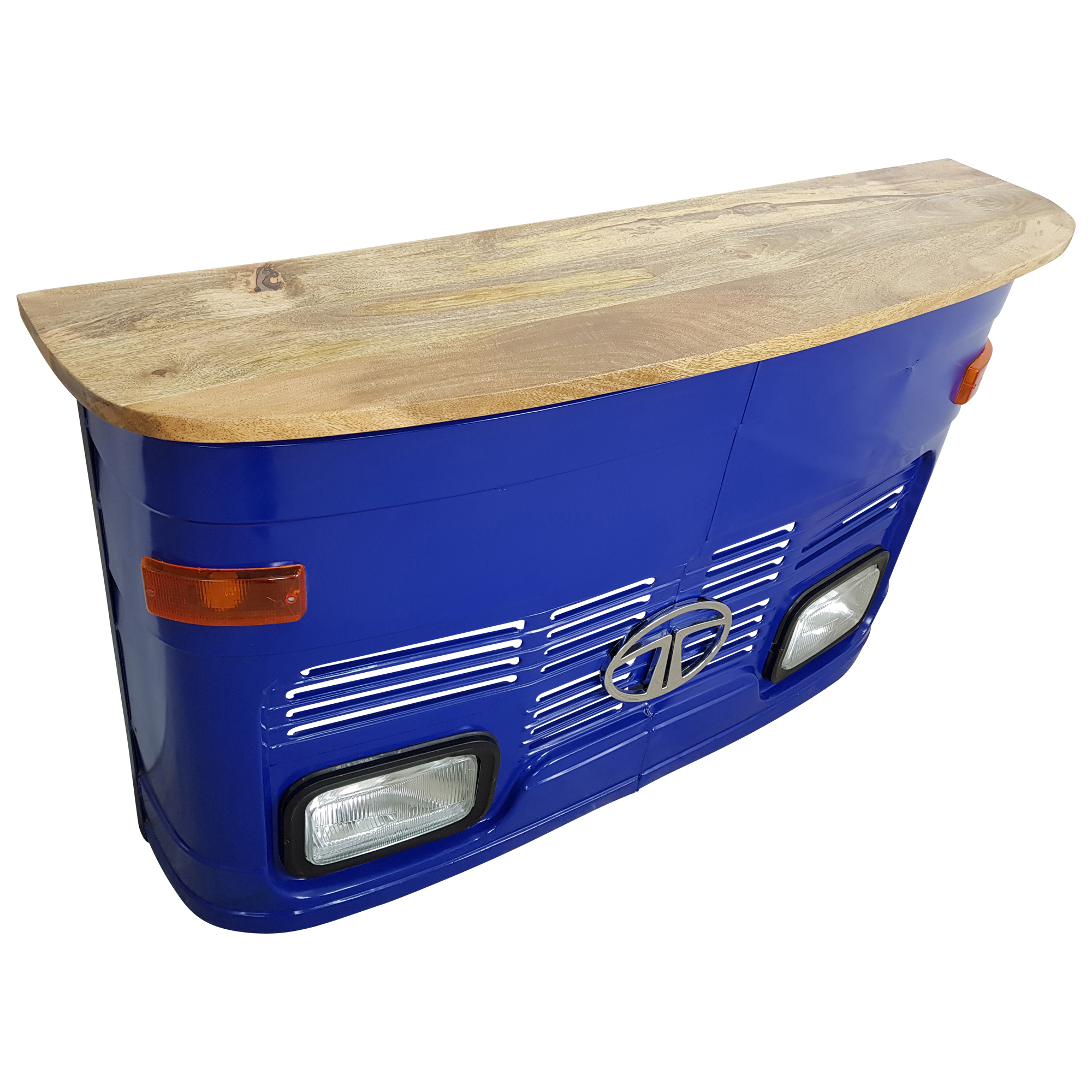 Theke Empfangstresen LKW Bar Tresen Tata klein blau Vintage Design Empfangstheke Metall Anrichte