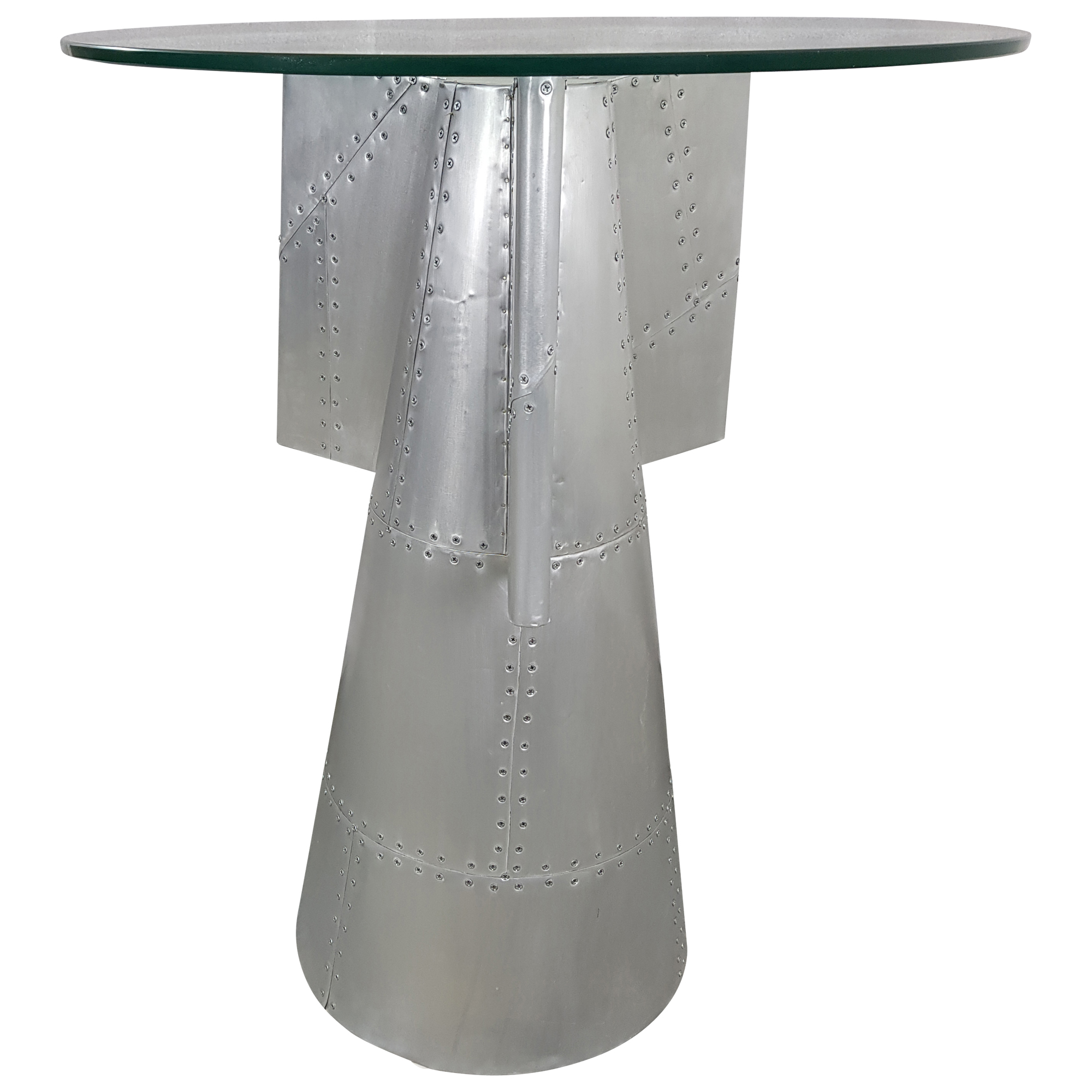 Tischgruppe Sitzgruppe Tisch + 2 Hocker silber alu Aviator Trend Design Unikat