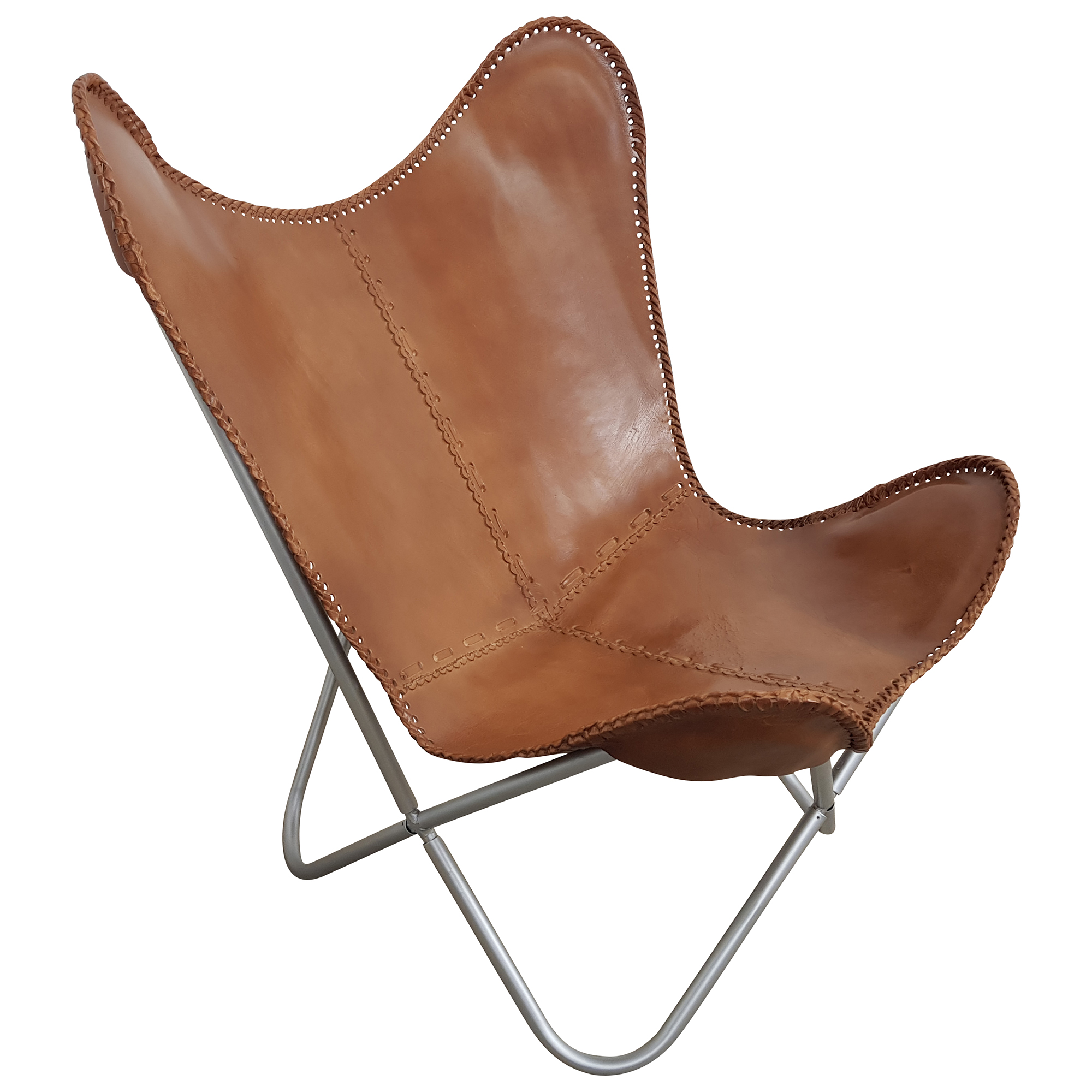 Butterfly Chair Sessel Vintage Lounge Stuhl echt Leder braun Loungesessel