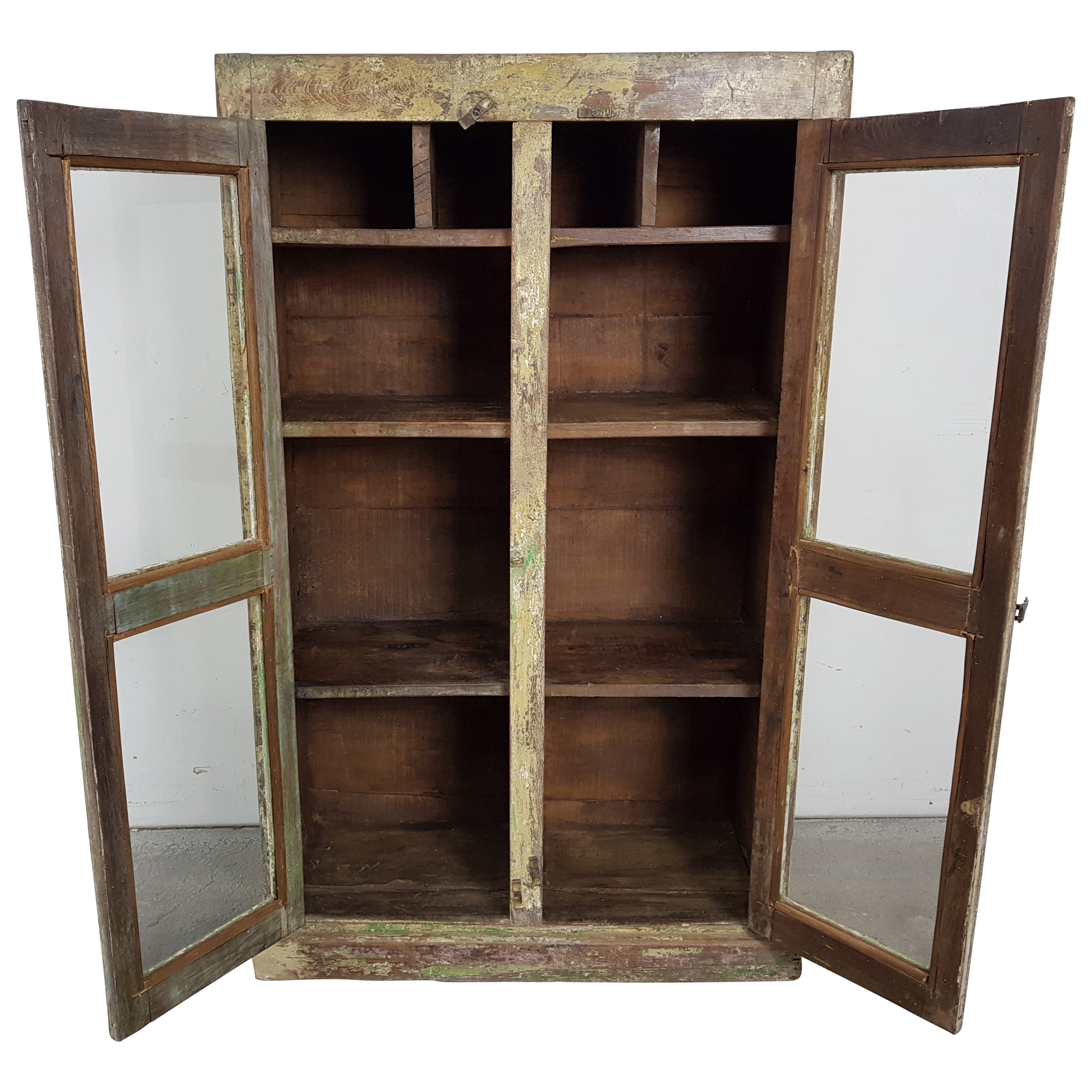 Kommode Anrichte Vitrine Schrank Gelb Massivholz Vintage Shabby Chic Unikat 12