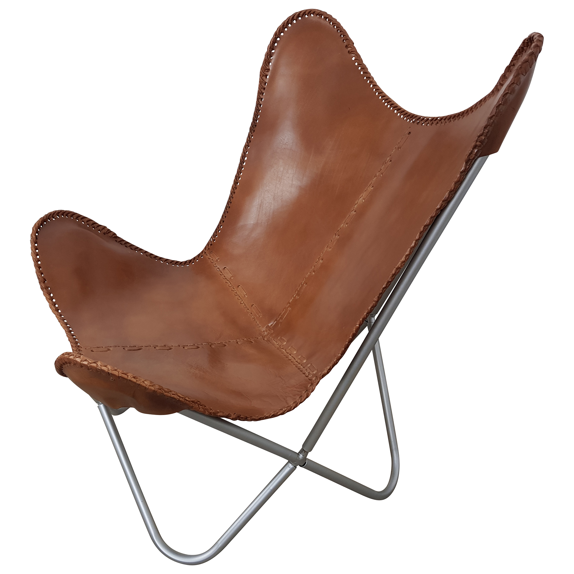 Butterfly Chair Sessel Vintage Lounge Stuhl echt Leder braun Loungesessel