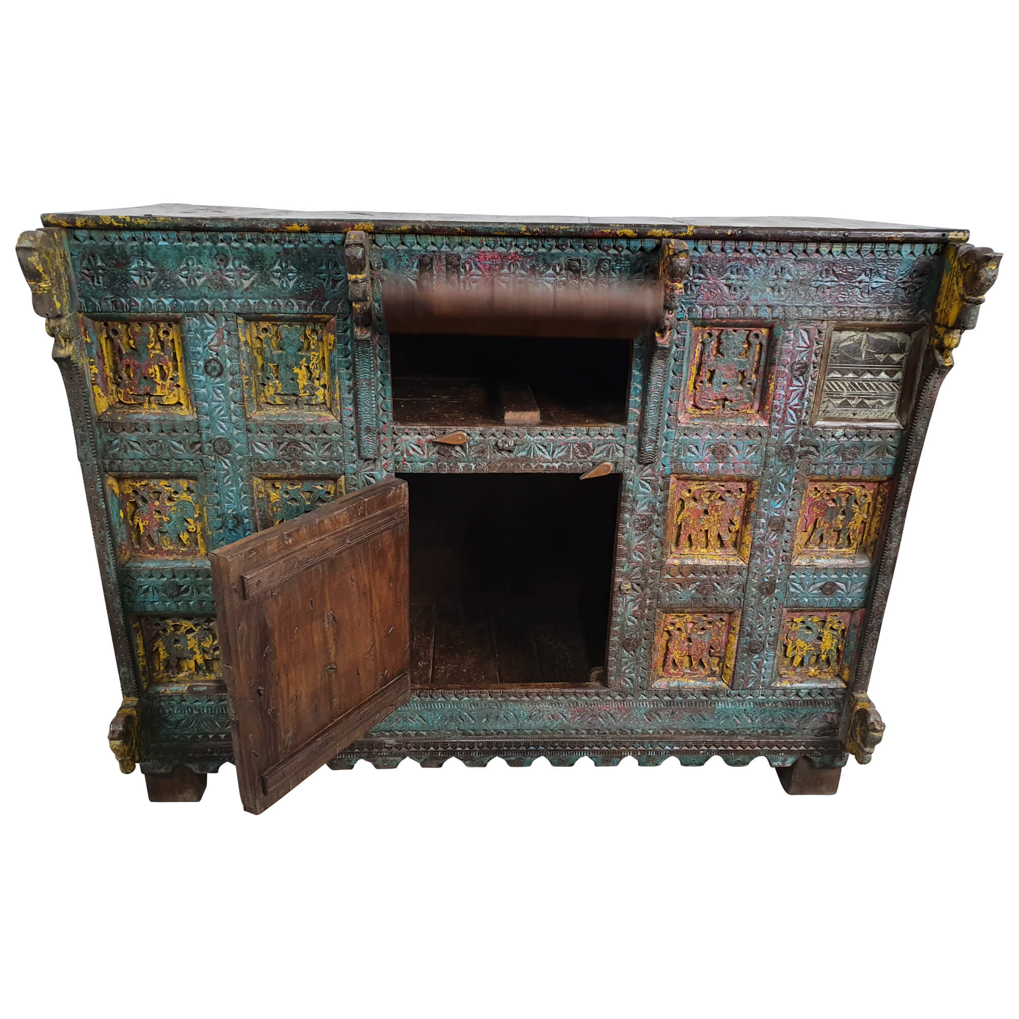 Kommode Sideboard Damachiya Vintage Taste of India Alt Antik Altholz Unikat 3