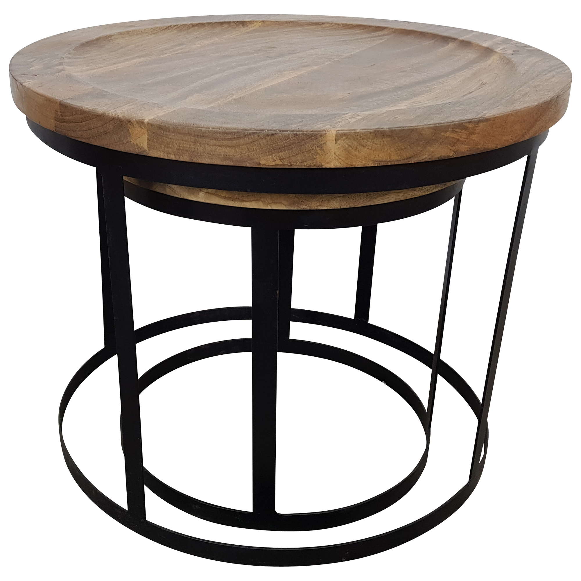 Beistelltisch 2er SET Ø 55 cm Rund Couchtisch Mango-Holz Massiv Möbel Handarbeit
