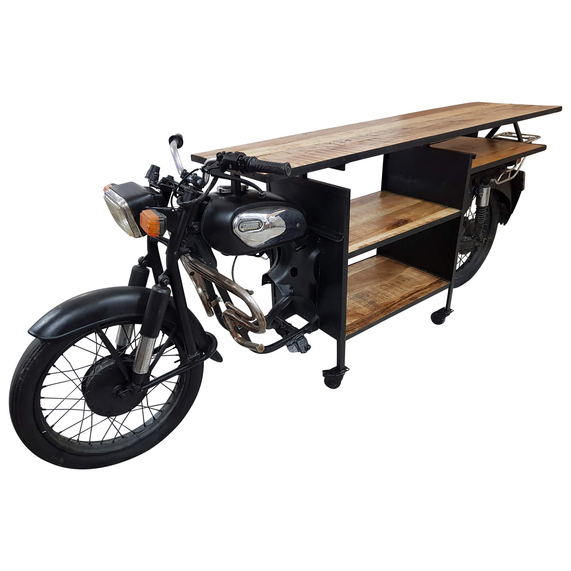Motorrad Bartisch Tresen Regal Konsolentisch Metall Auto Möbel Vintage Unikat