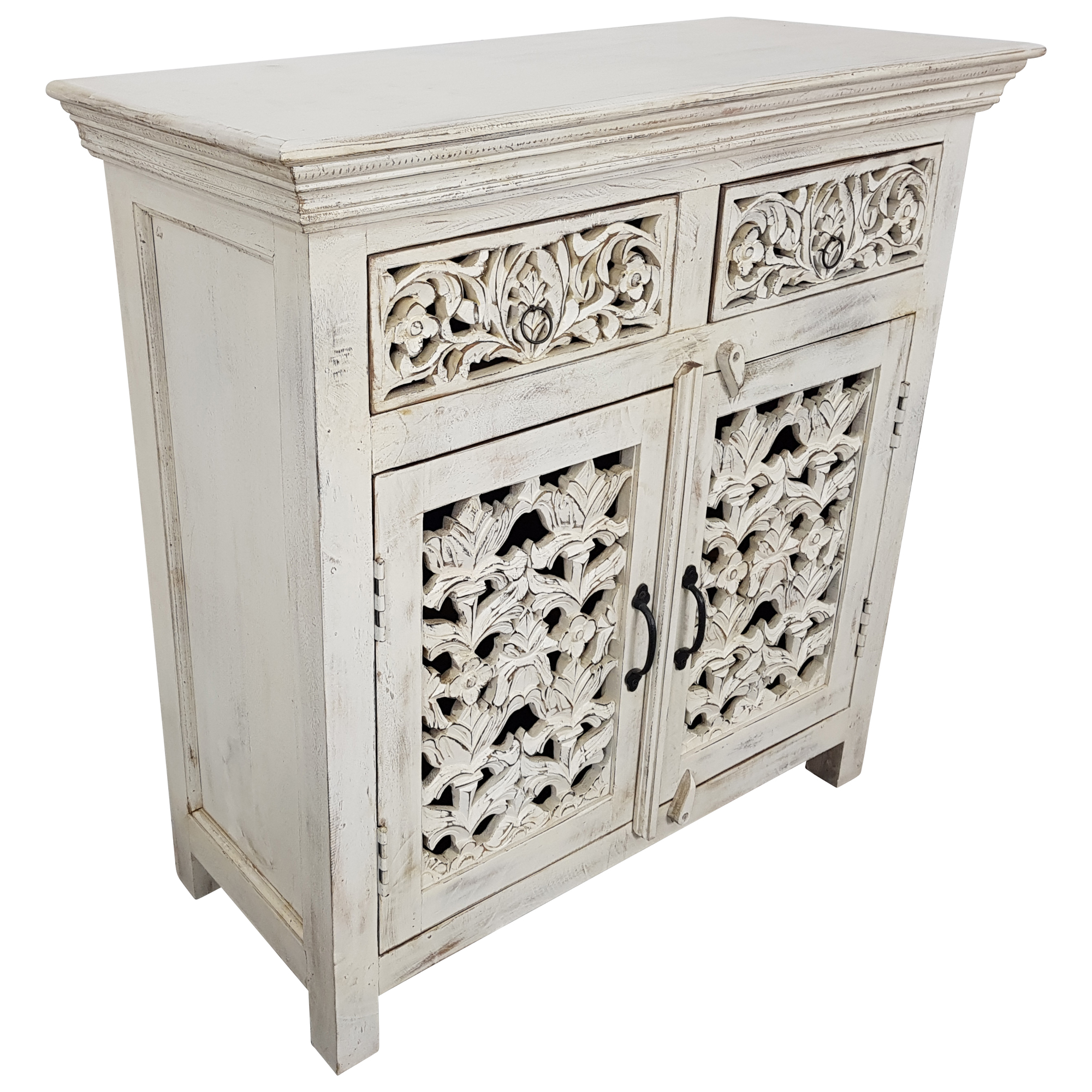Kommode Schubladen Tür Flur Schrank weiß Massivholz Vintage Shabby Chic Unikat 3